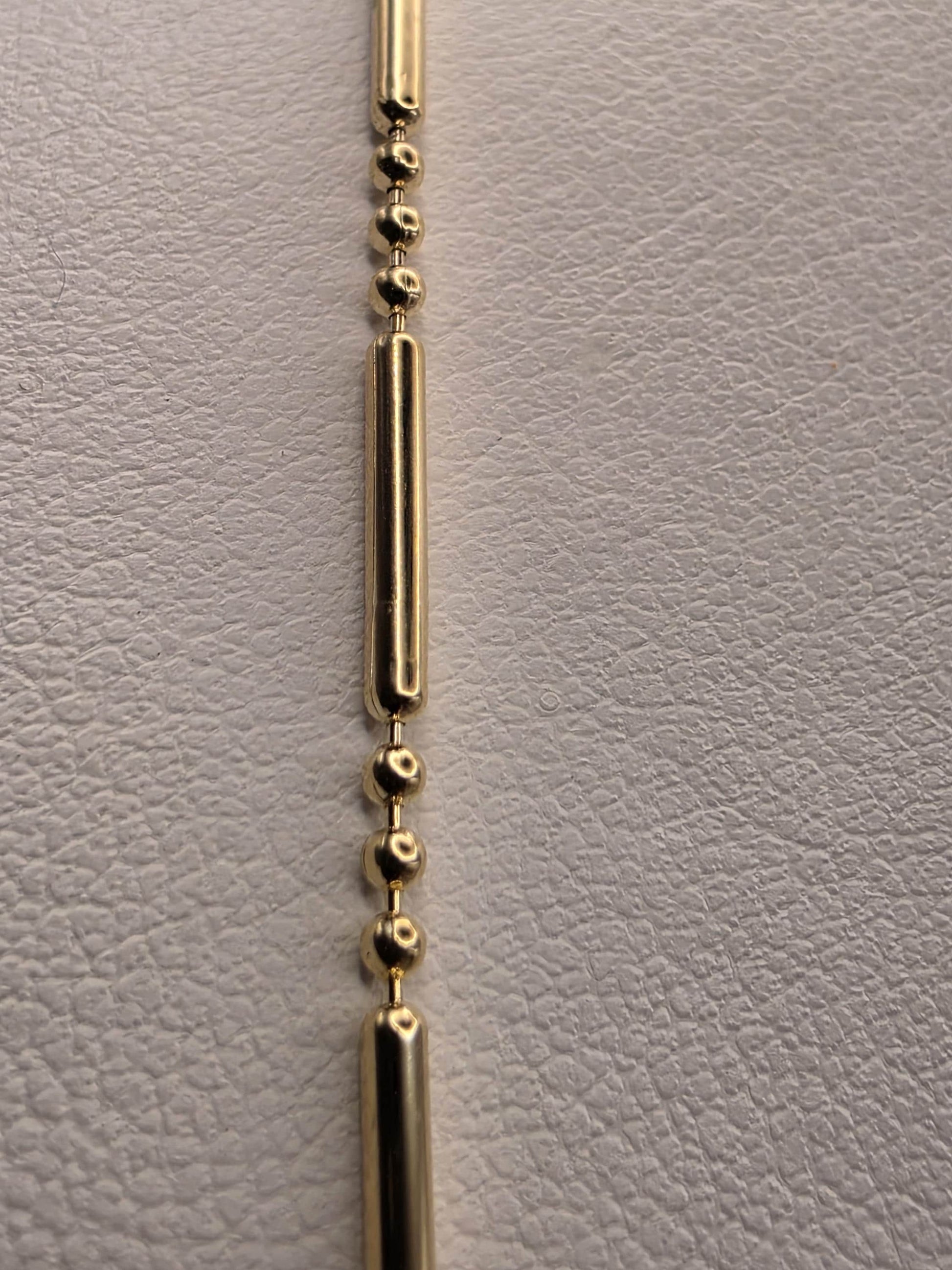 Gold Plated Sterling Silver Bar Bead Station Necklace 20 Inch 1.5mm Minimal Layering Chain Unisex Jewelry Gift