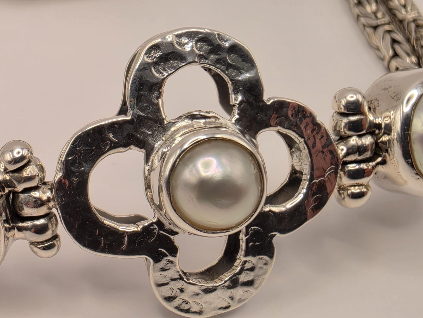 Genuine Gray Freshwater Pearl Flower Bracelet Solid 925 Sterling Silver White Topaz 7 Inch Floral Statement Birthstone Gift