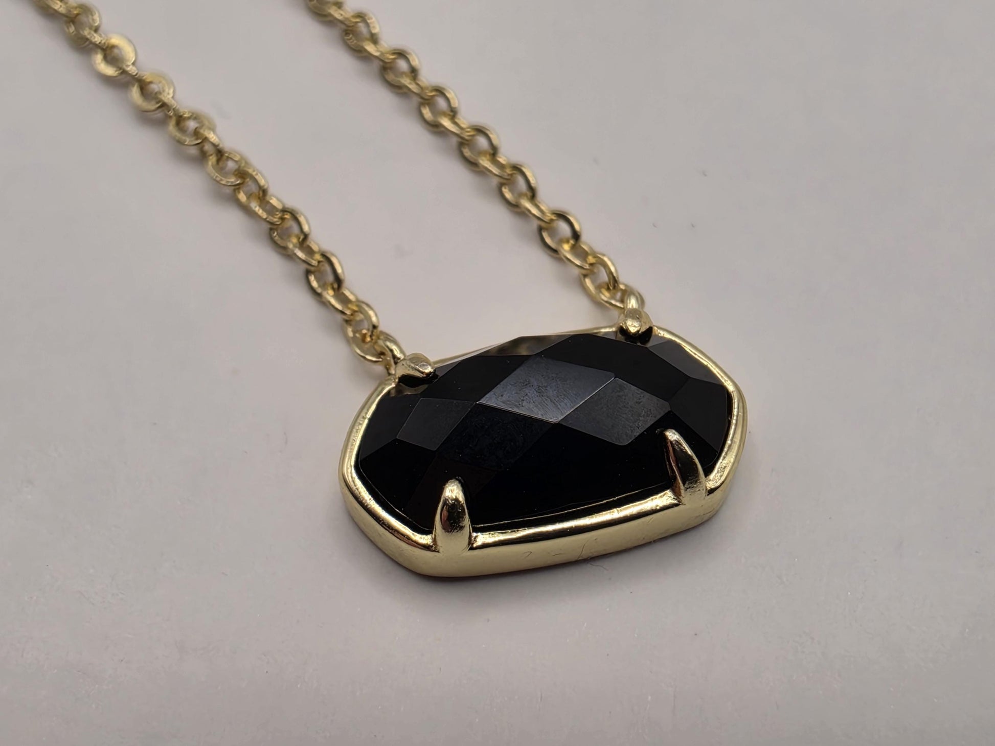 Genuine Black Onyx Teardrop Necklace Gold Plated 925 Sterling Silver 18 Inch Minimal Solitaire Layering Gift for Her