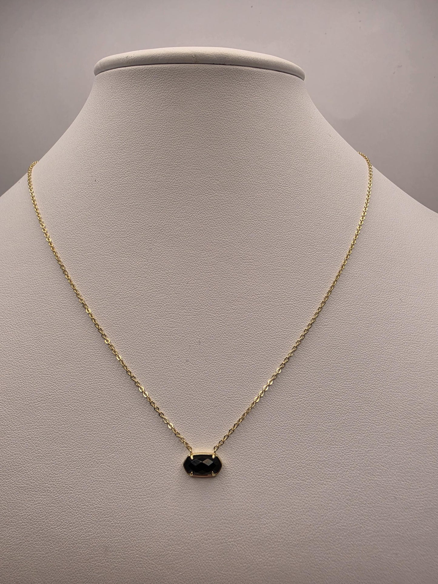 Genuine Black Onyx Teardrop Necklace Gold Plated 925 Sterling Silver 18 Inch Minimal Solitaire Layering Gift for Her