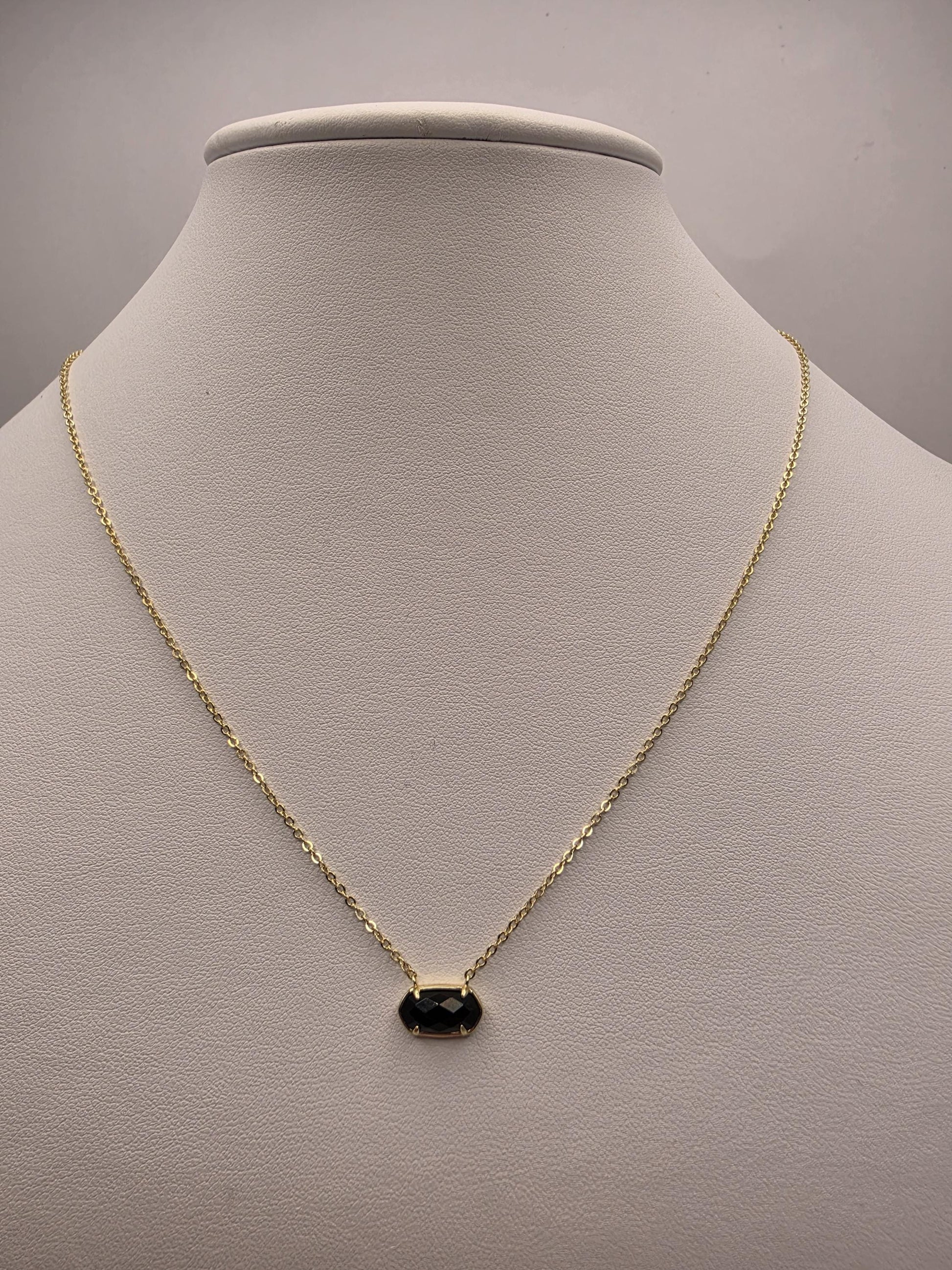 Genuine Black Onyx Teardrop Necklace Gold Plated 925 Sterling Silver 18 Inch Minimal Solitaire Layering Gift for Her