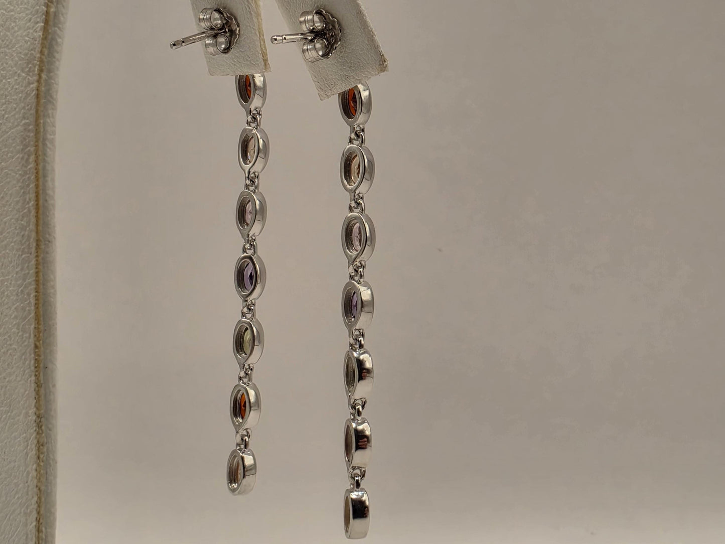Genuine Rainbow Multigemstone Drop Earrings Solid 925 Sterling Silver 2.5 Inch Garnet Citrine Topaz Amethyst Peridot Gift