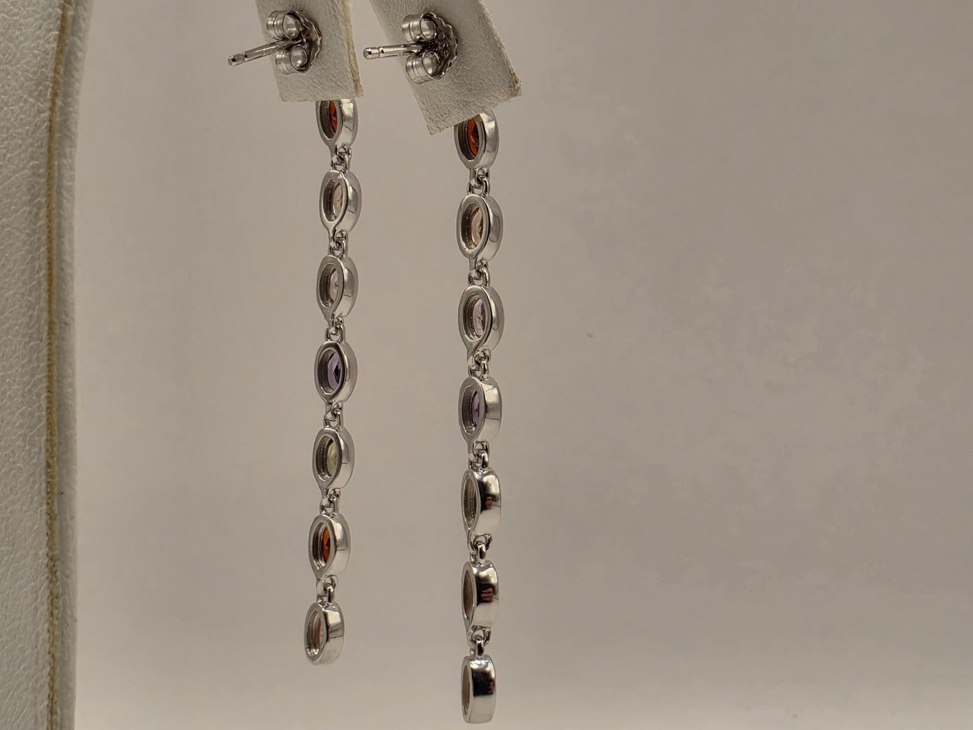 Genuine Rainbow Multigemstone Drop Earrings Solid 925 Sterling Silver 2.5 Inch Garnet Citrine Topaz Amethyst Peridot Gift