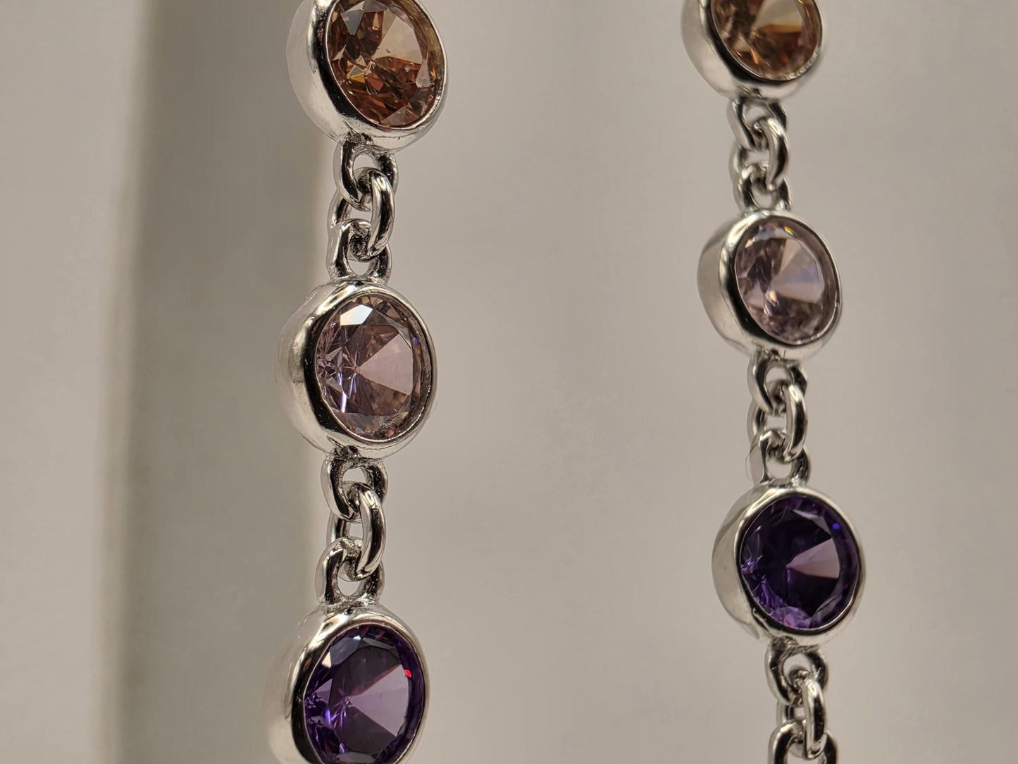 Genuine Rainbow Multigemstone Drop Earrings Solid 925 Sterling Silver 2.5 Inch Round Garnet Citrine Topaz Amethyst Peridot Gift