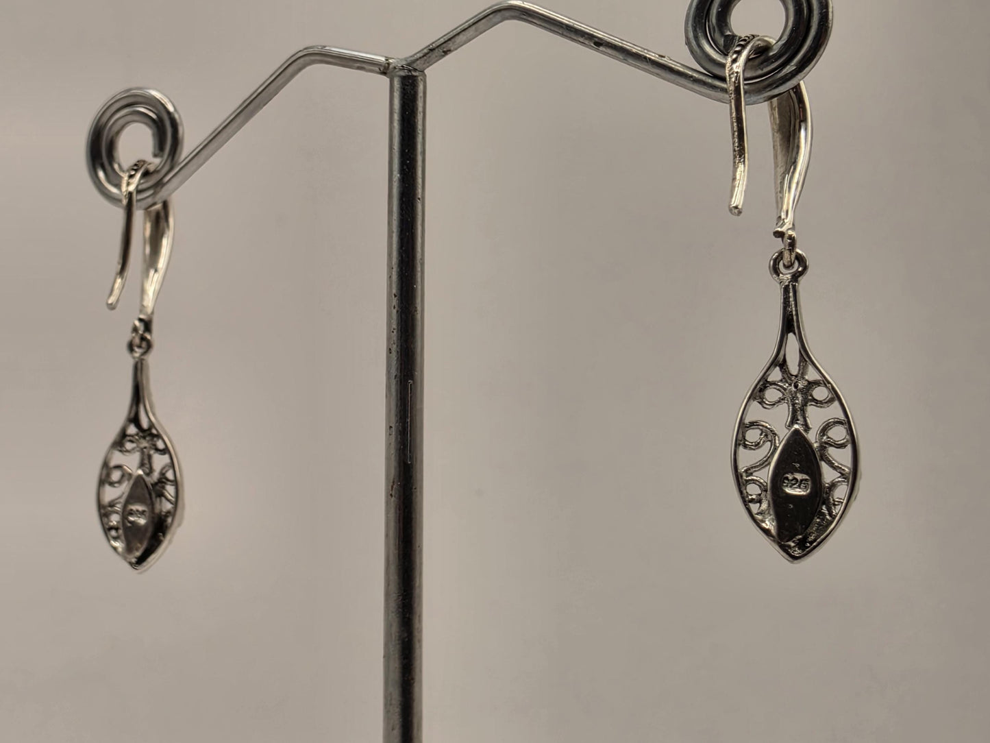 Genuine Green Turquoise Leaf Earrings Solid 925 Sterling Silver 1.5 Inch Filigree Dangle Botanical Southwest Gift for Her