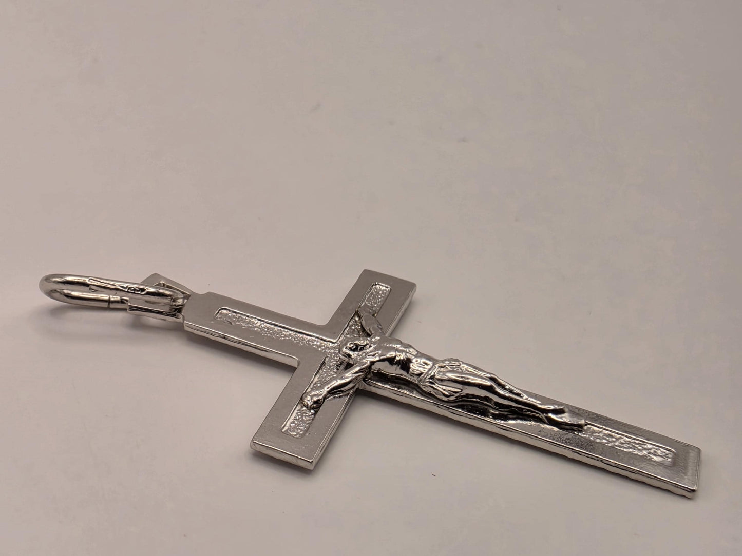 Solid 925 Sterling Silver Jesus Crucifix Cross Pendant 1.75 x 1 Inch 3.2 Grams Catholic Christian Faith Jewelry Gift