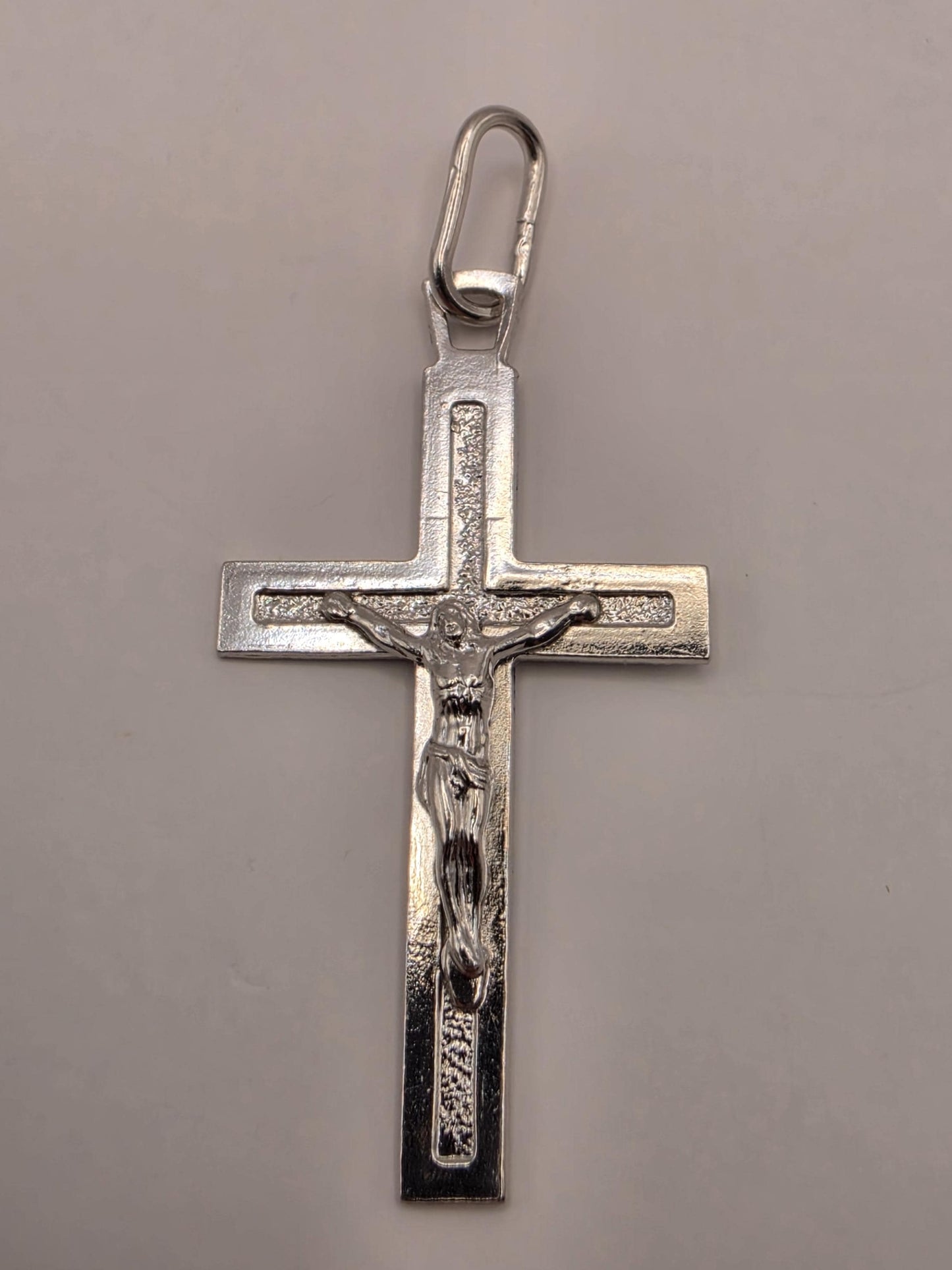 Solid 925 Sterling Silver Jesus Crucifix Cross Pendant 1.75 x 1 Inch 3.2 Grams Catholic Christian Faith Jewelry Gift