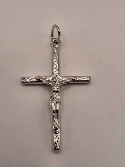 Solid 925 Sterling Silver Jesus Crucifix Cross Pendant 1.5 x 1 Inch 2.1 Grams Small Catholic Christian Faith Gift