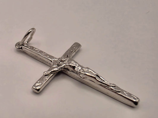 Solid 925 Sterling Silver Jesus Crucifix Cross Pendant 1.5 x 1 Inch 2.1 Grams Small Catholic Christian Faith Gift