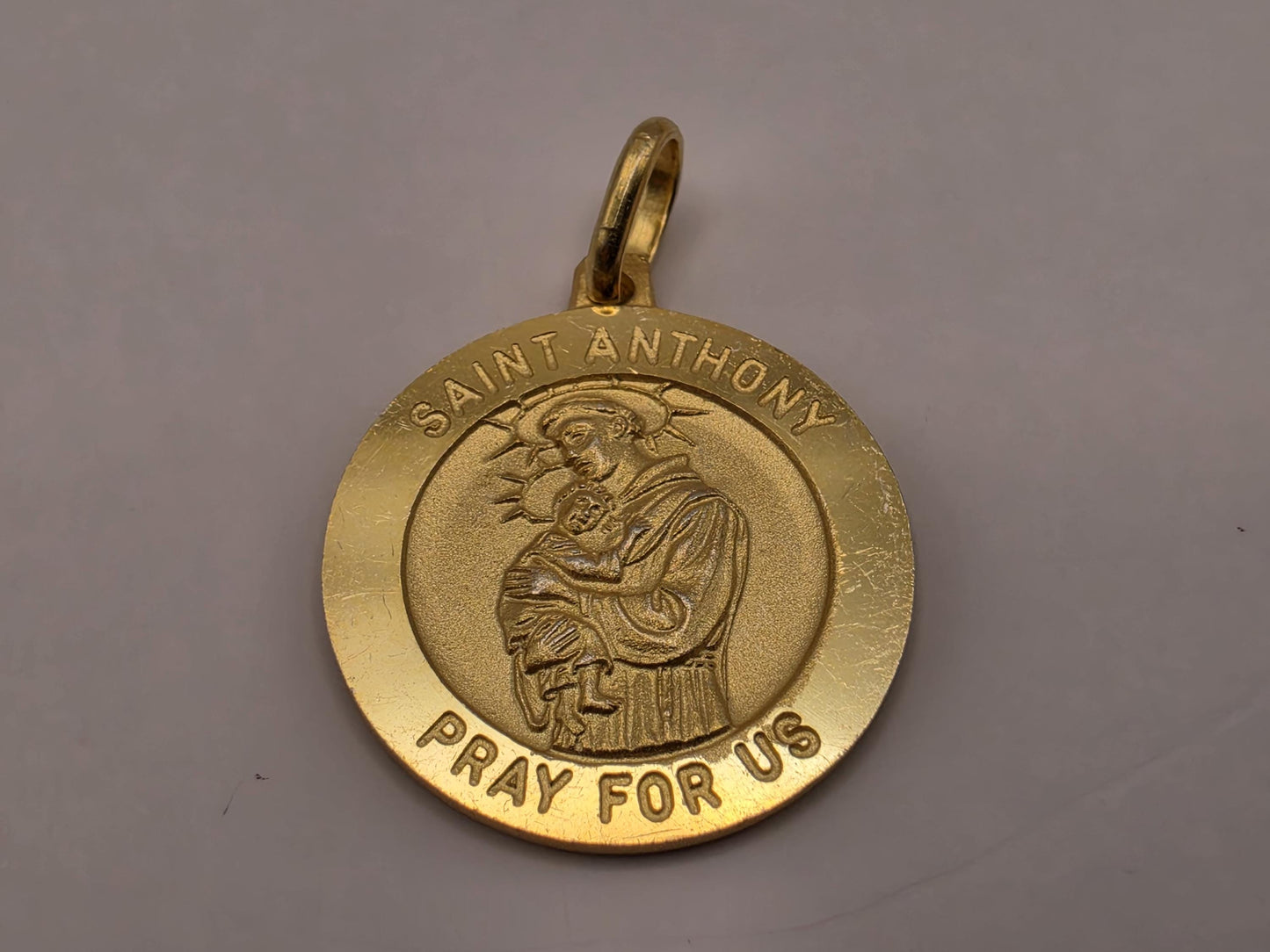 Saint Anthony Medal Pendant Gold Plated 925 Sterling Silver .75 Inch Catholic Patron Saint Religious Jewelry Gift