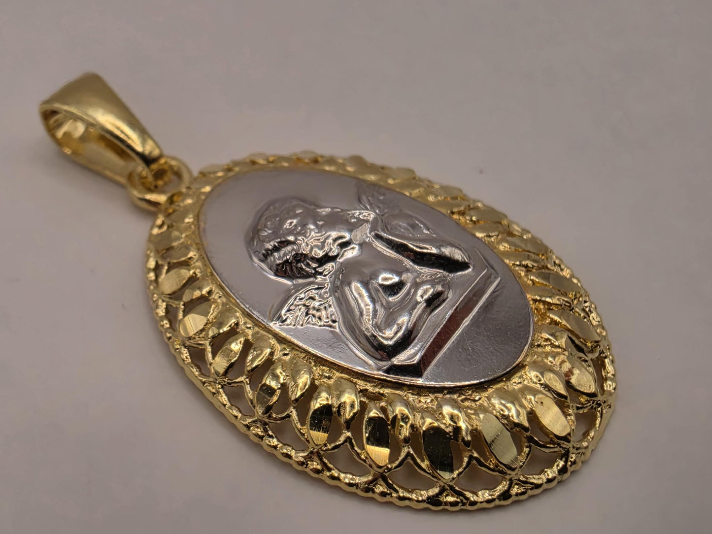 Guardian Angel Medal Pendant Gold Plated 925 Sterling Silver 1 x .75 Inch Two Tone Religious Protection Jewelry Gift