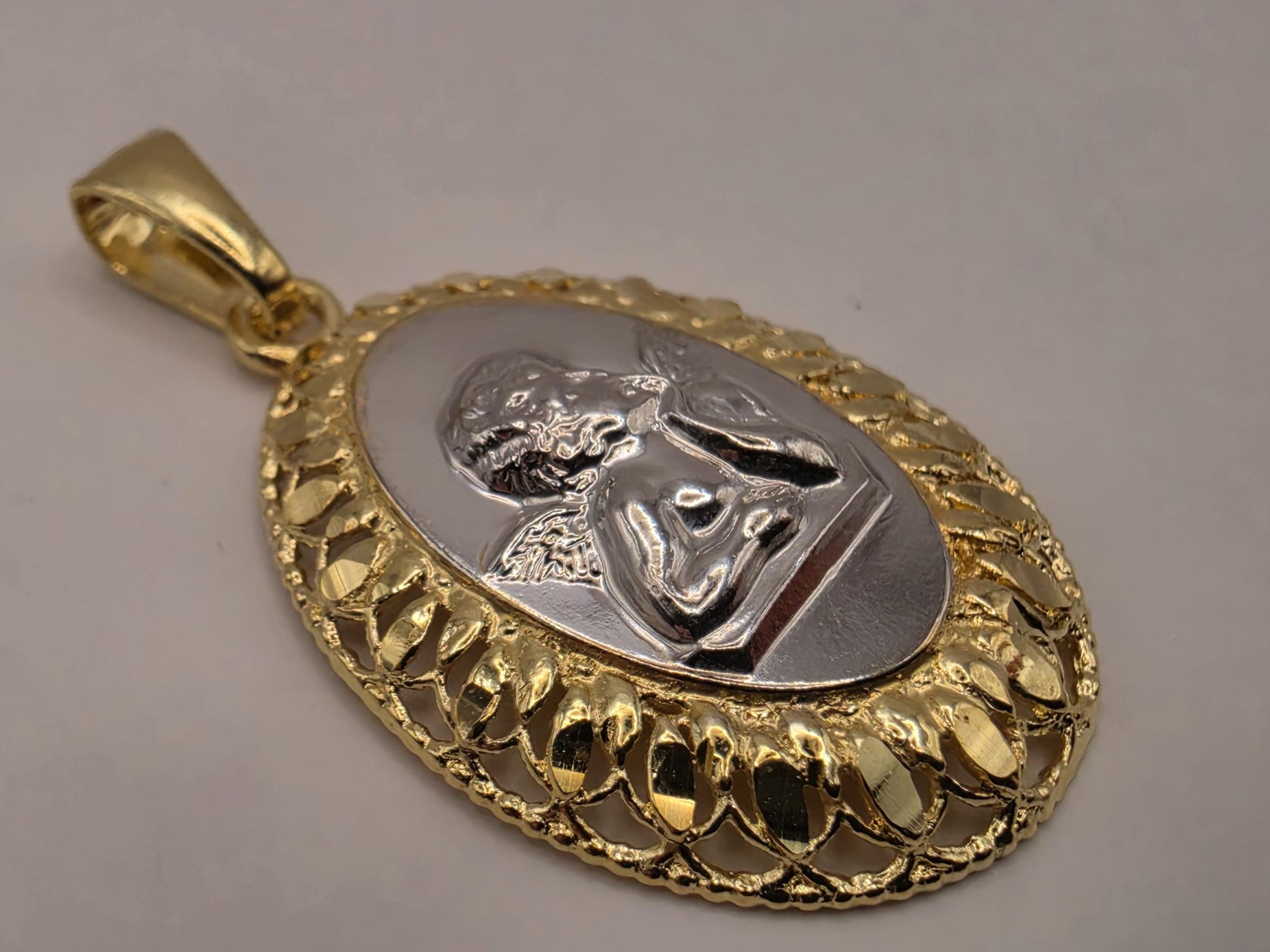 Guardian Angel Medal Pendant Gold Plated 925 Sterling Silver 1 x .75 Inch Two Tone Religious Protection Jewelry Gift
