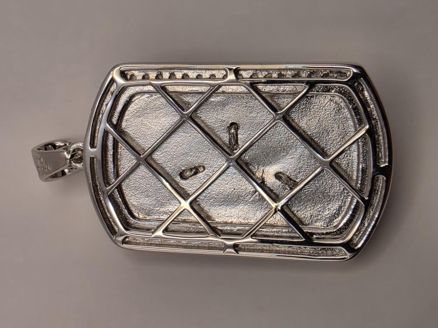 Cubic Zirconia Jesus Dog Tag Pendant Solid 925 Sterling Silver 1.375 x .875 Inch Iced Hip Hop Christian Gift