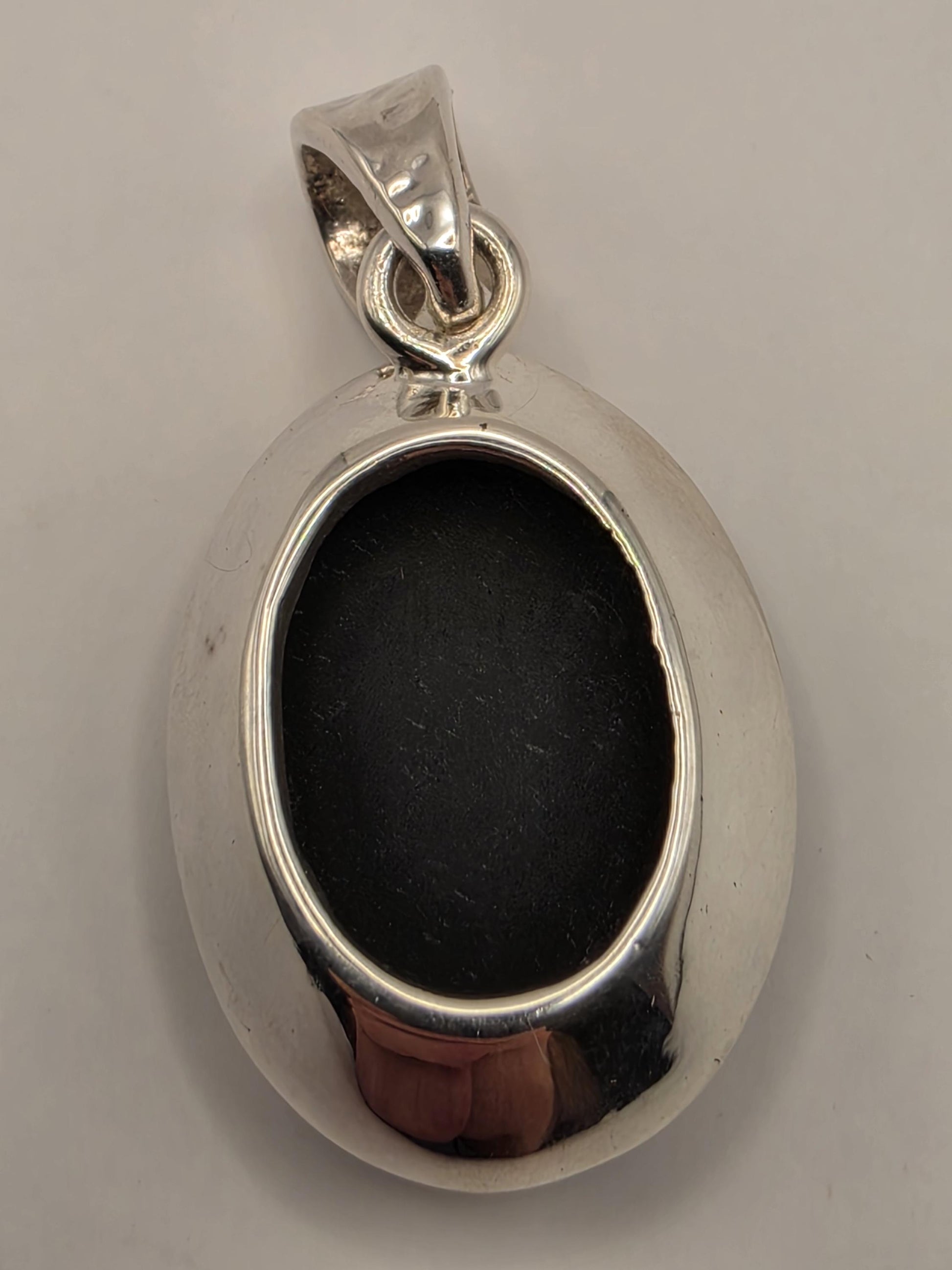 Genuine Black Onyx Pendant Solid 925 Sterling Silver 1.25 x .75 Inch Faceted Oval Cabochon Minimal Statement Gift