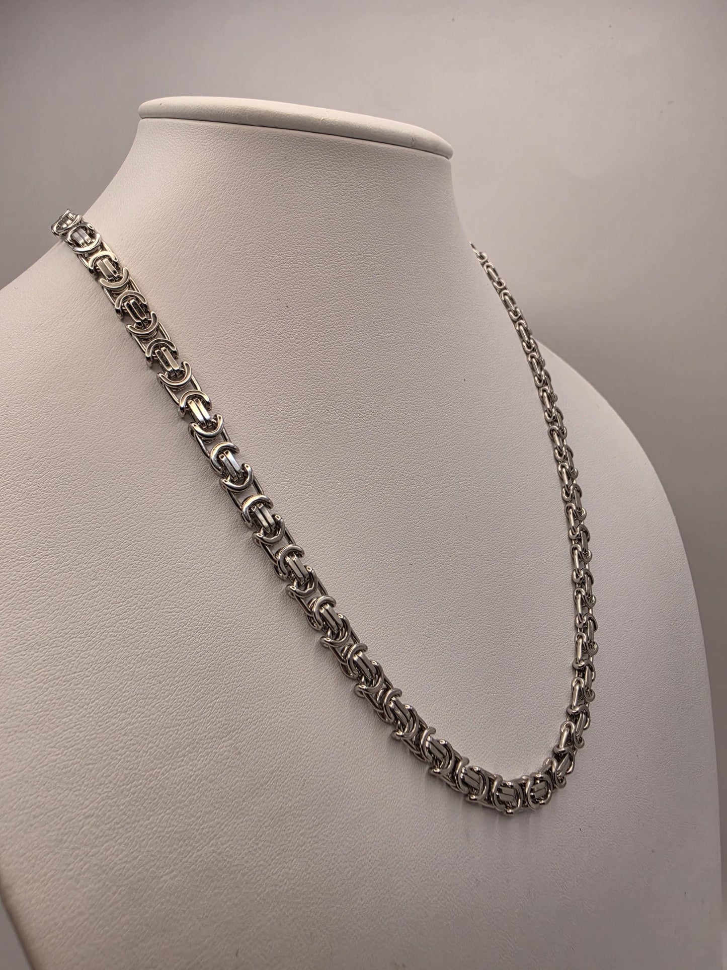 Sterling Silver Greek Key Chain Necklace 20 Inch 6mm 41.9 Grams Meander Link Double Lobster Clasp Men's Unisex Gift