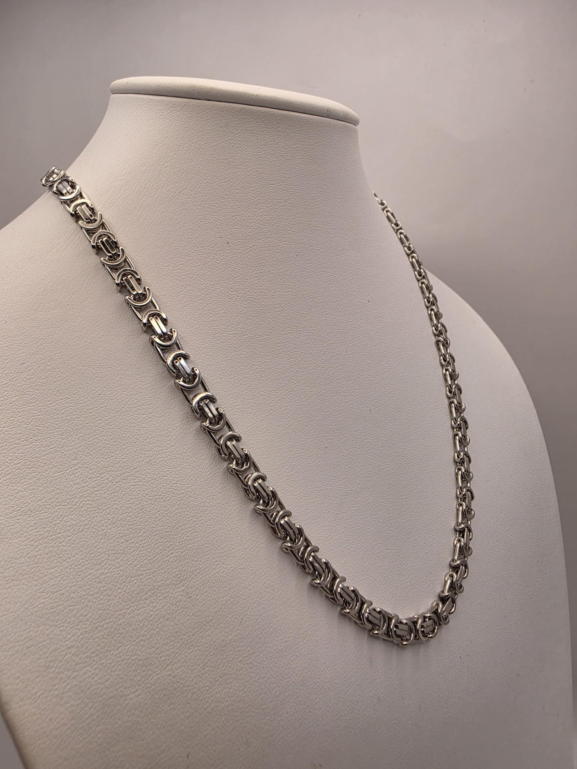 Sterling Silver Greek Key Chain Necklace 20 Inch 6mm 41.9 Grams Meander Link Double Lobster Clasp Men's Unisex Gift