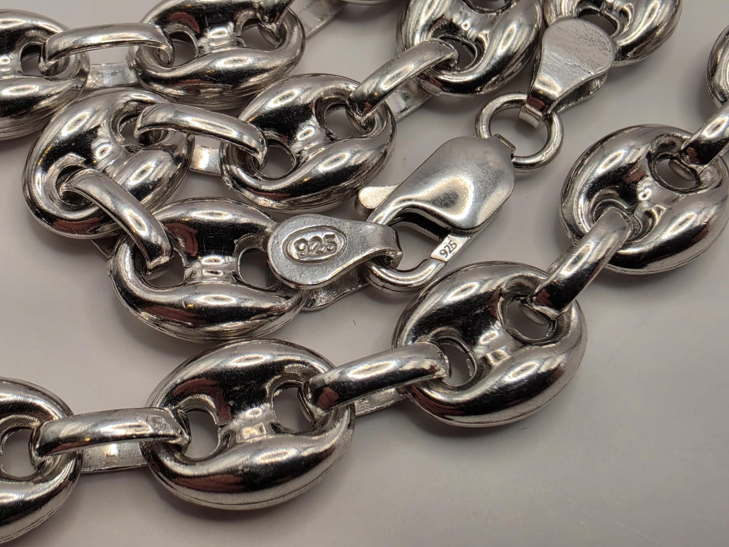 Sterling Silver Puffed Mariner Chain Necklace 22.75 Inch 9mm 34.5 Grams Anchor Link Men's Unisex Statement Gift