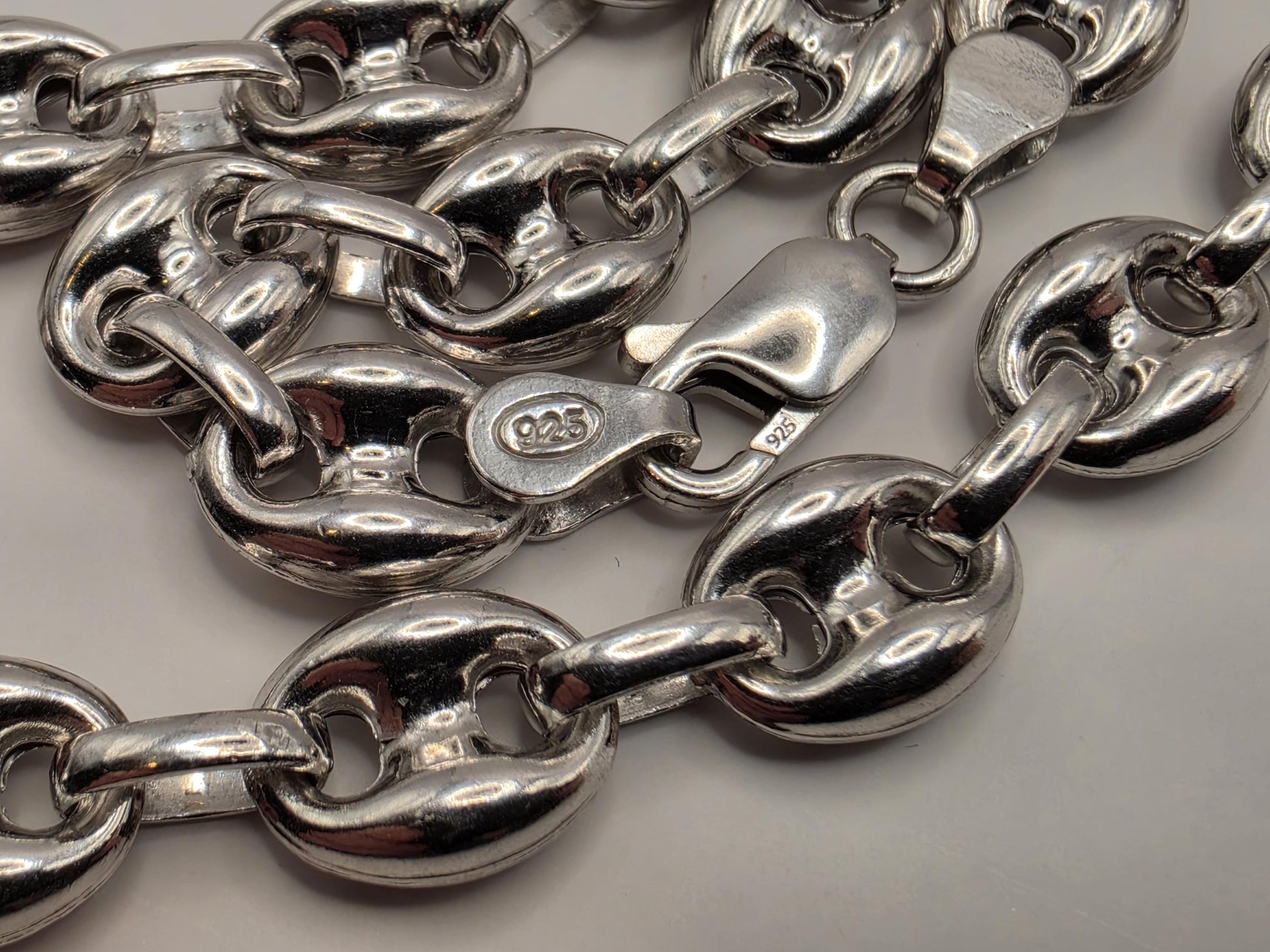 Sterling Silver Puffed Mariner Chain Necklace 22.75 Inch 9mm 34.5 Grams Anchor Link Men's Unisex Statement Gift