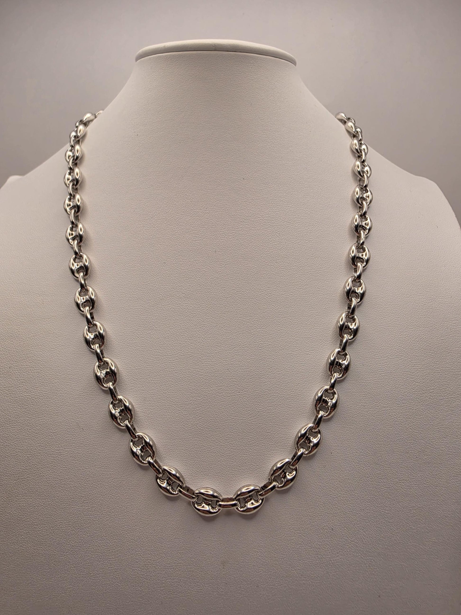 Sterling Silver Puffed Mariner Chain Necklace 22.75 Inch 9mm 34.5 Grams Anchor Link Men's Unisex Statement Gift