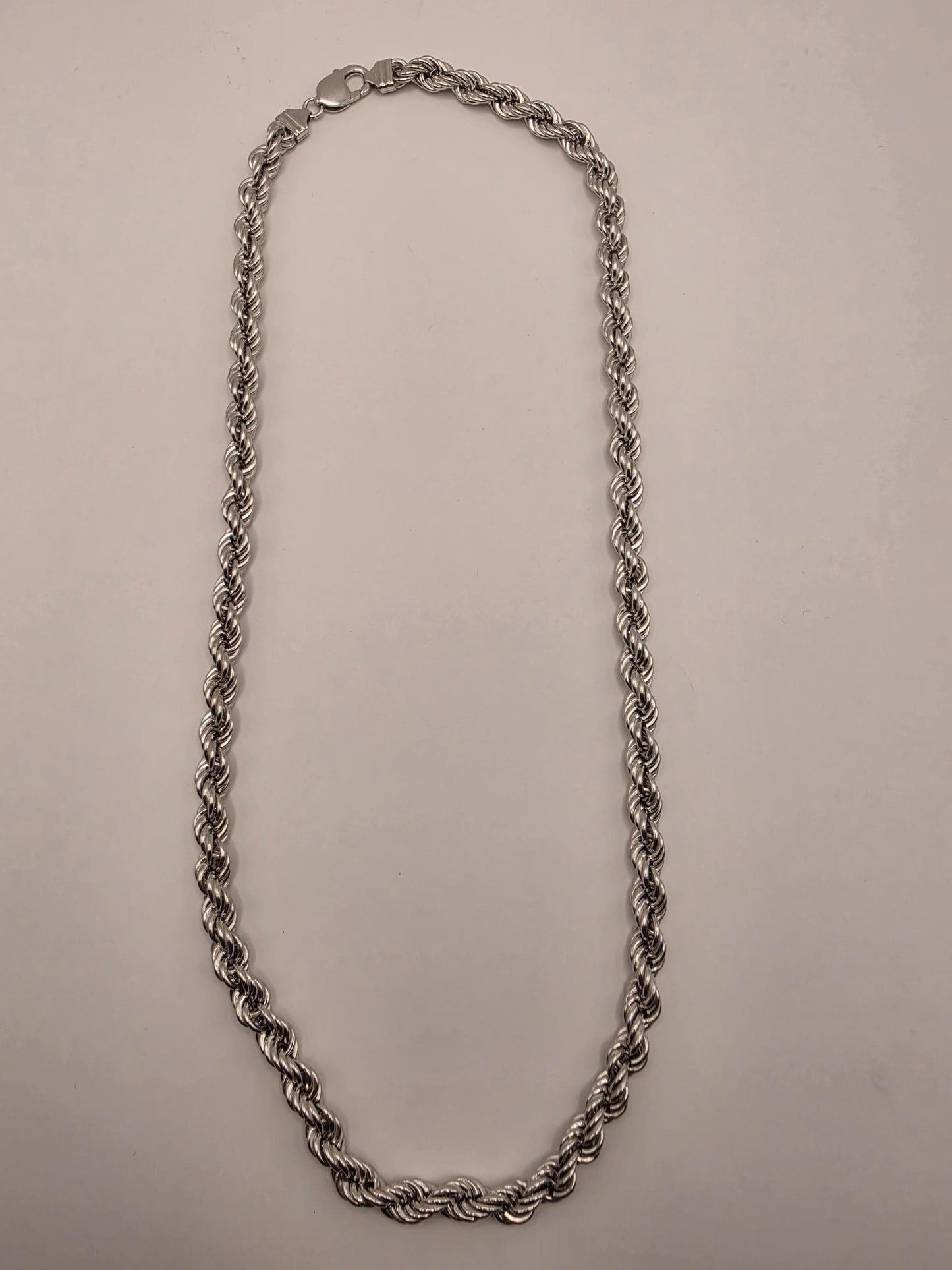 Heavy Sterling Silver Rope Chain Necklace 26 Inch 8mm 53.8 Grams Twisted Men's Unisex Statement Jewelry Gift