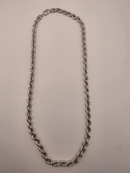 Heavy Sterling Silver Rope Chain Necklace 26 Inch 8mm 53.8 Grams Twisted Men's Unisex Statement Jewelry Gift