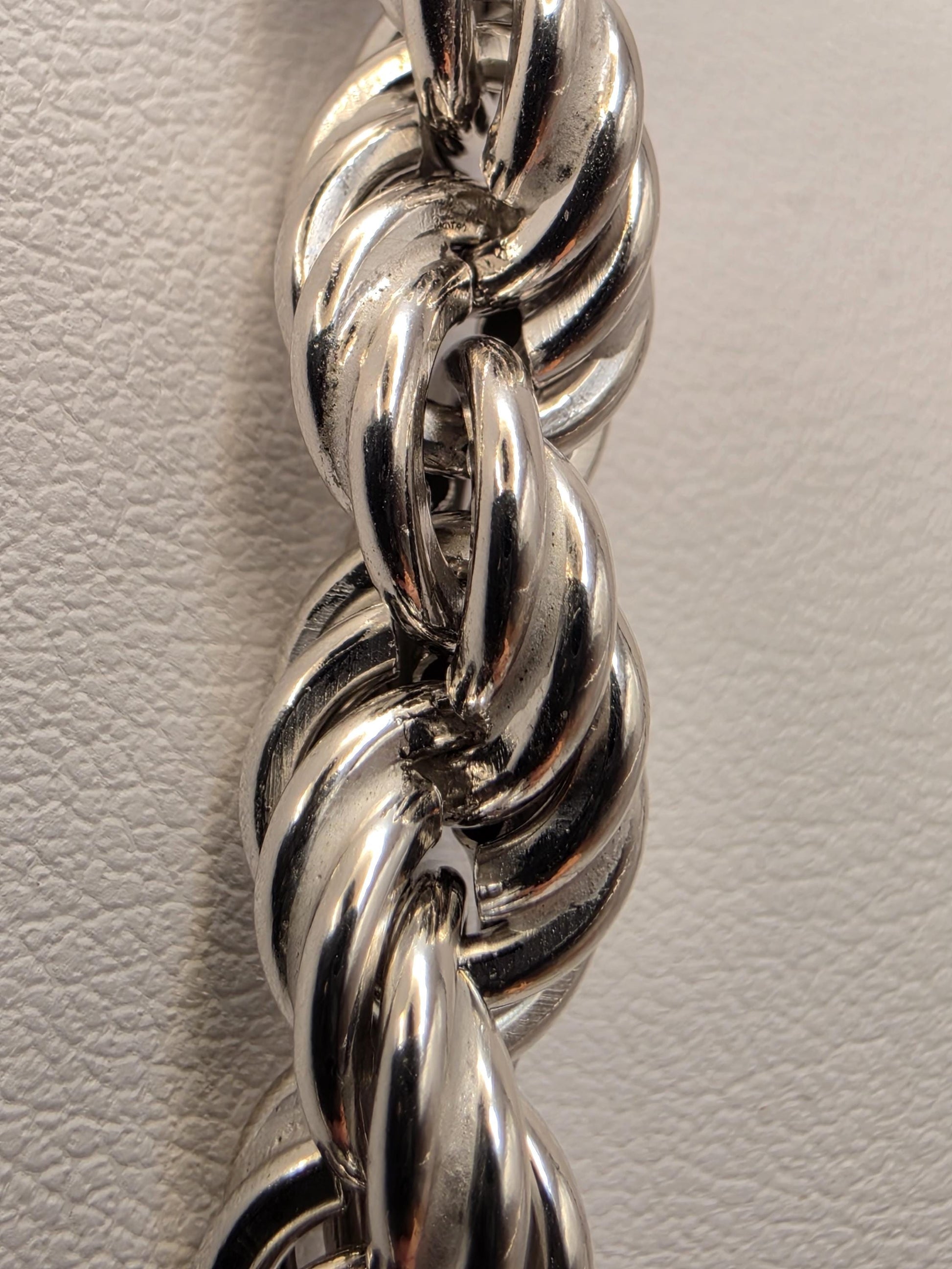 Heavy Sterling Silver Rope Chain Necklace 26 Inch 8mm 53.8 Grams Twisted Men's Unisex Statement Jewelry Gift