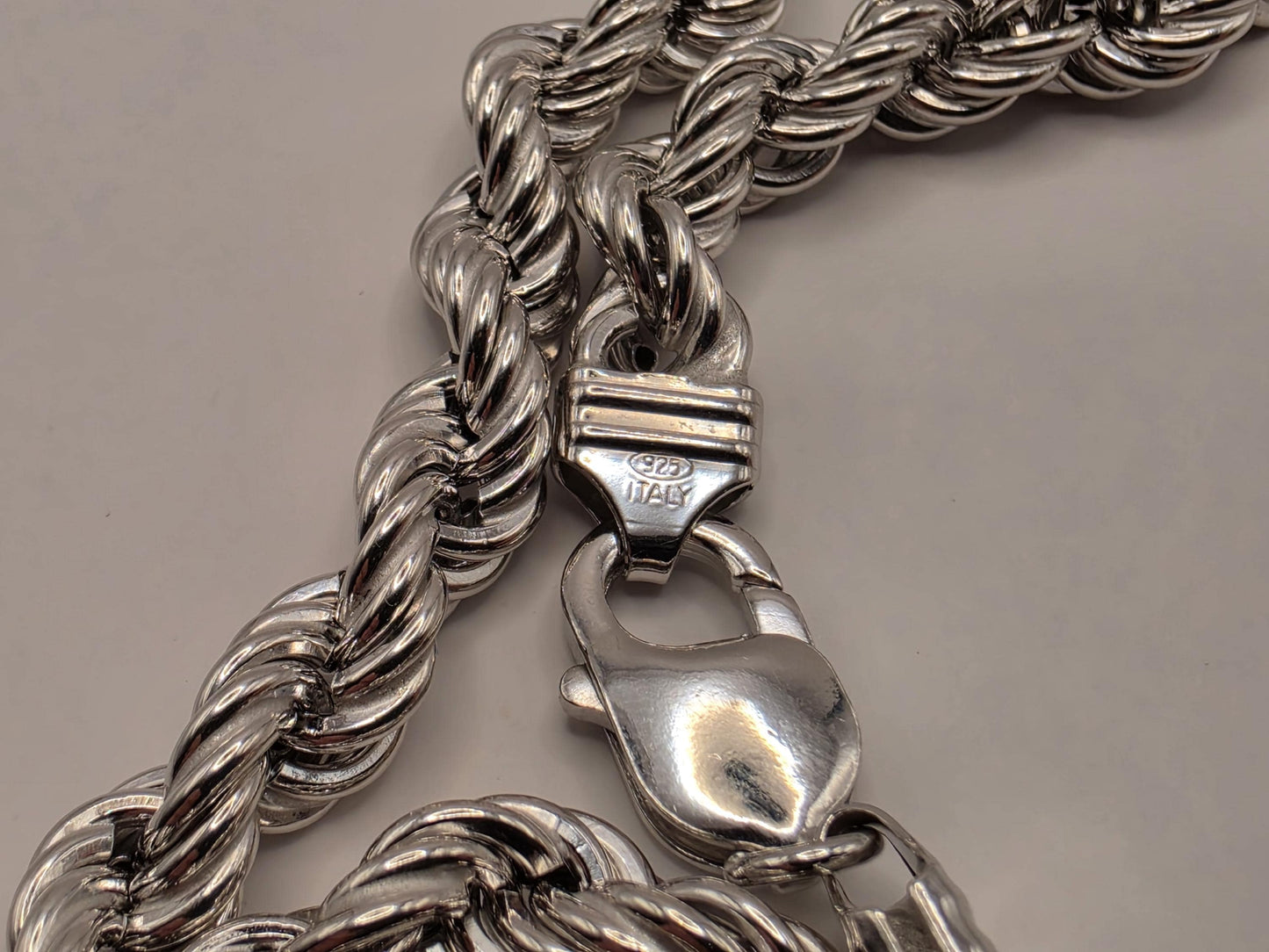 Sterling Silver Rope Chain Necklace 22 Inch 7.5mm 46.4 Grams Heavy Twisted Men's Unisex Statement Jewelry Gift