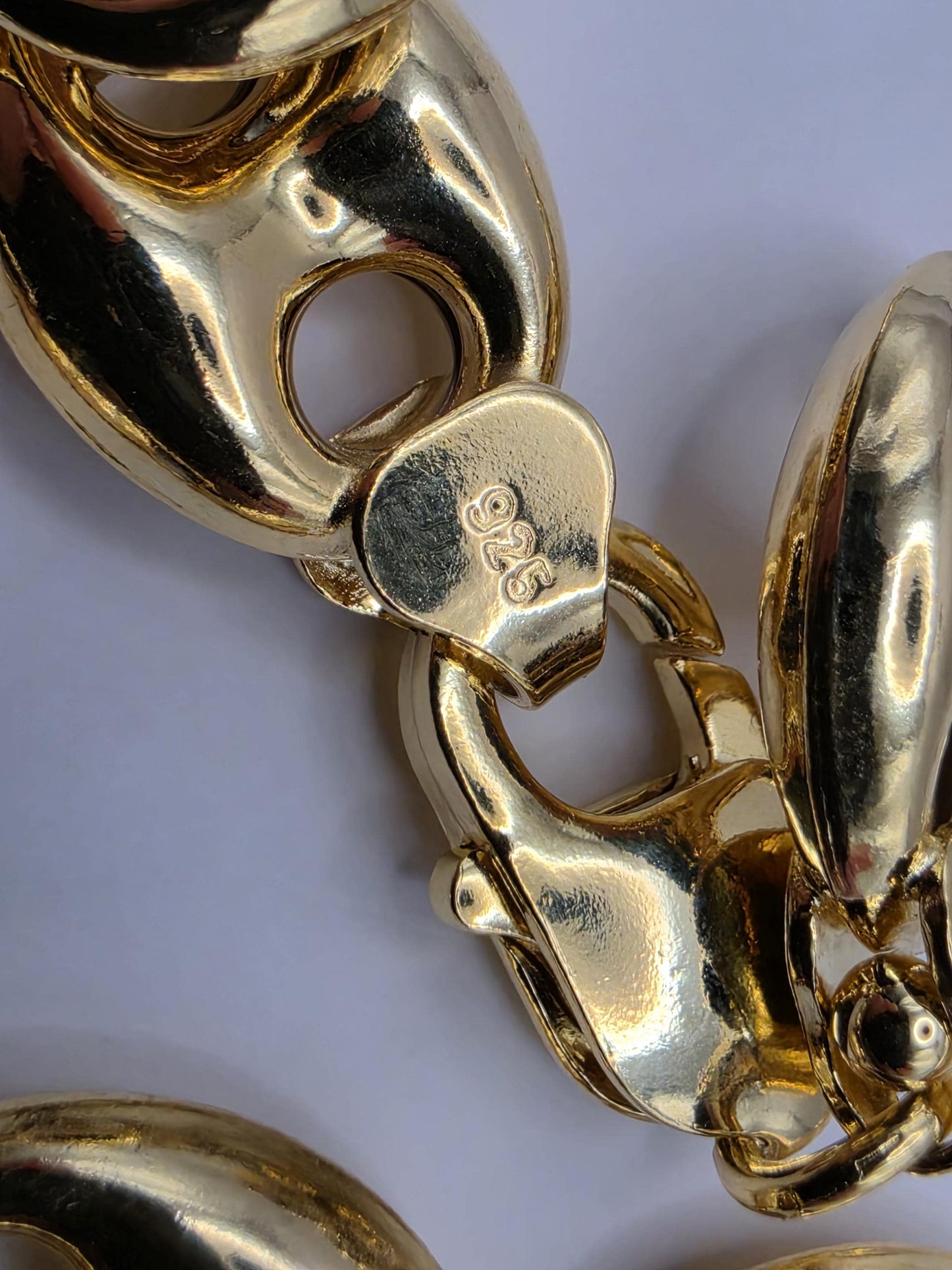 Gold Plated Sterling Silver Puffed Mariner Chain Necklace 22 Inch 14mm 57.4 Grams Heavy Anchor Link Men's Statement Gift