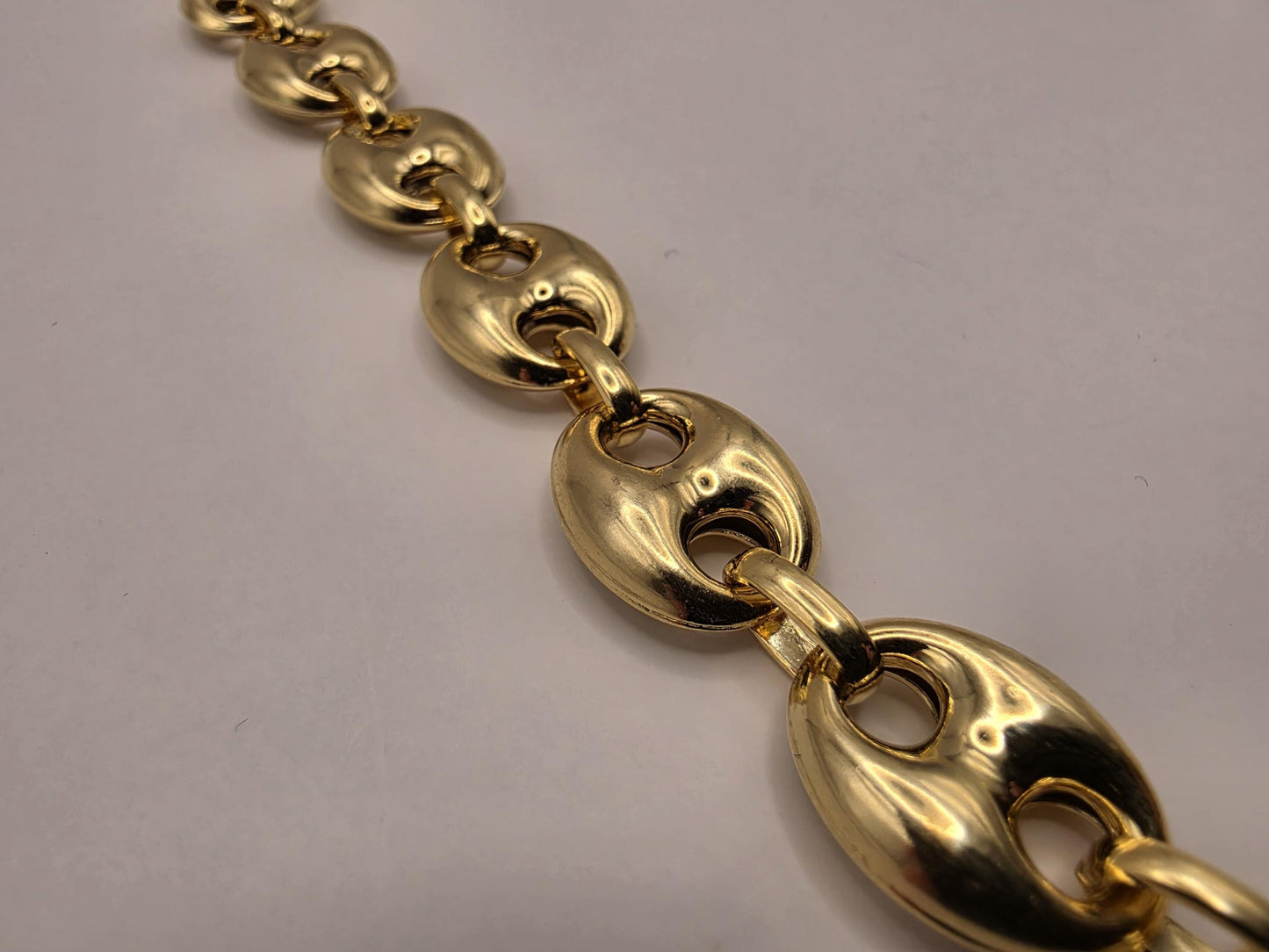 Gold Plated Sterling Silver Puffed Mariner Chain Necklace 20.5 Inch 14.2mm 53.8 Grams Heavy Anchor Link Statement Gift