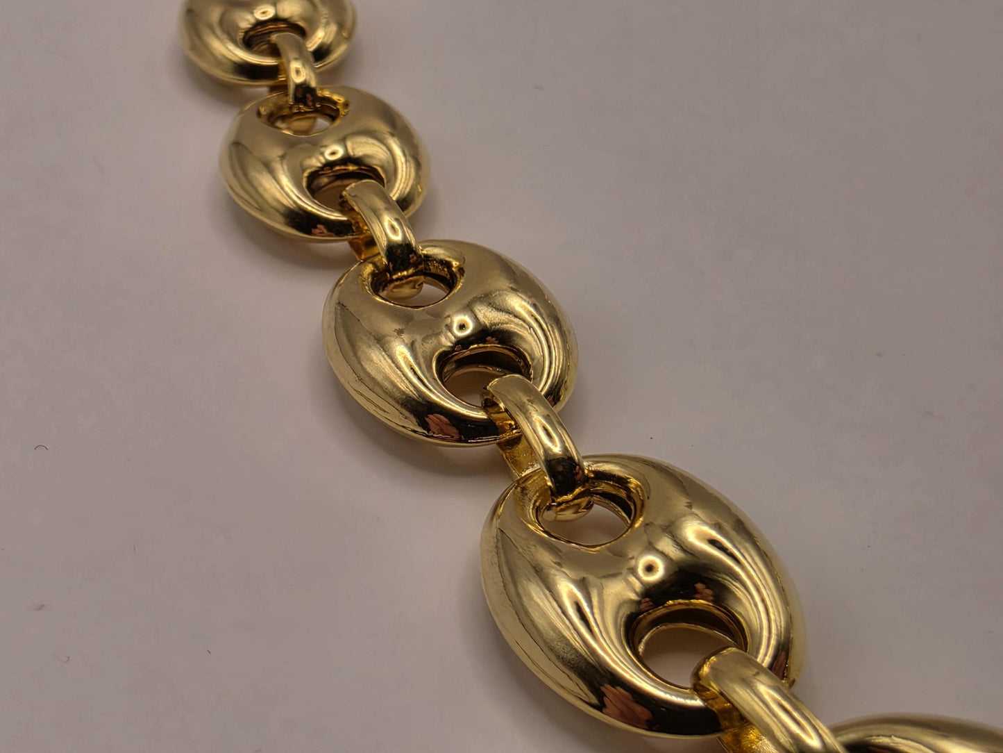 Gold Plated Sterling Silver Puffed Mariner Chain Necklace 18 Inch 14.2mm 47.4 Grams Heavy Anchor Link Collar Statement Gift