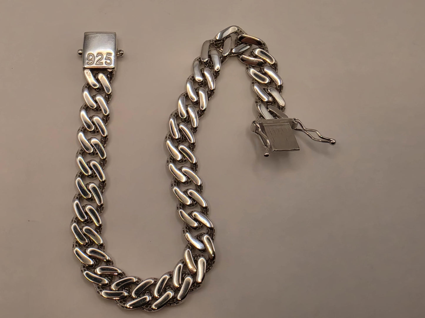 Solid 925 Sterling Silver Miami Cuban Link Bracelet 8.5mm Mens Heavy Curb Chain 8 Inch 19 Grams Polished Box Clasp Gift for Him Boyfriend