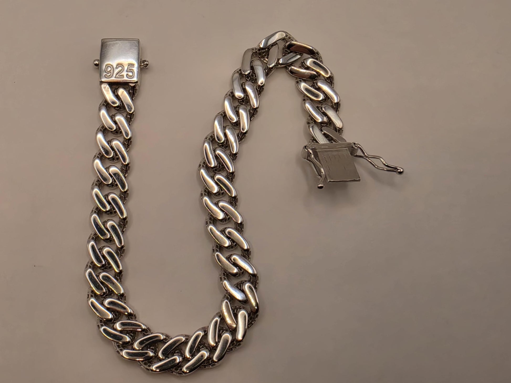 Solid 925 Sterling Silver Miami Cuban Link Bracelet 8.5mm Mens Heavy Curb Chain 8 Inch 19 Grams Polished Box Clasp Gift for Him Boyfriend