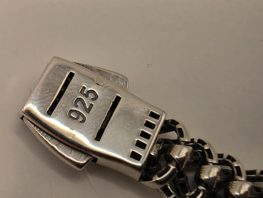 Solid 925 Sterling Silver Woven Chevron Bracelet 9mm Mens Heavy Braided V Link 8 Inch 22.3 Grams Oxidized Clasp Gift for Him