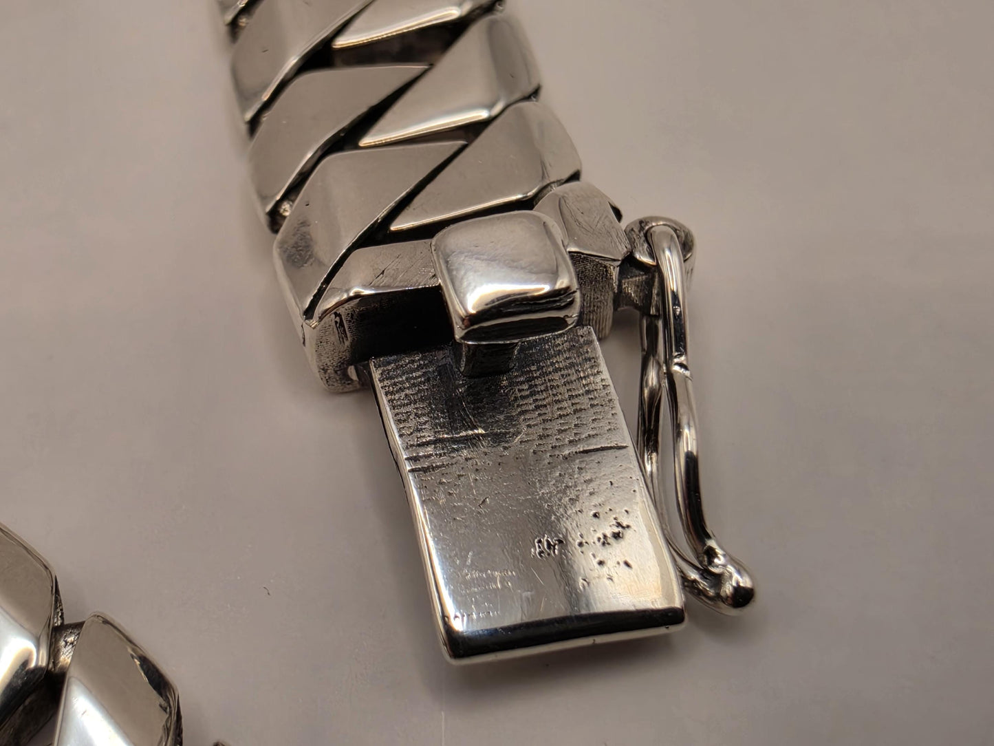 Solid 925 Sterling Silver Fancy Link Bracelet 9.5mm Mens Heavy Diagonal Panther Style 8 Inch 23.5 Grams High Polish Gift for Him Boyfriend