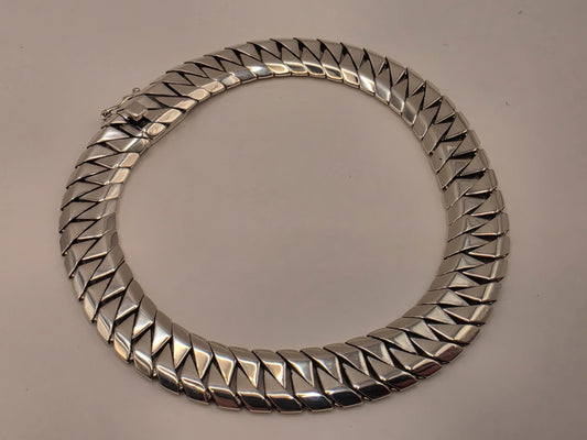 Solid 925 Sterling Silver Geometric Link Bracelet 9.5mm Mens Heavy Modern Design 8 Inch 25.4 Grams High Polish Statement Gift for Him
