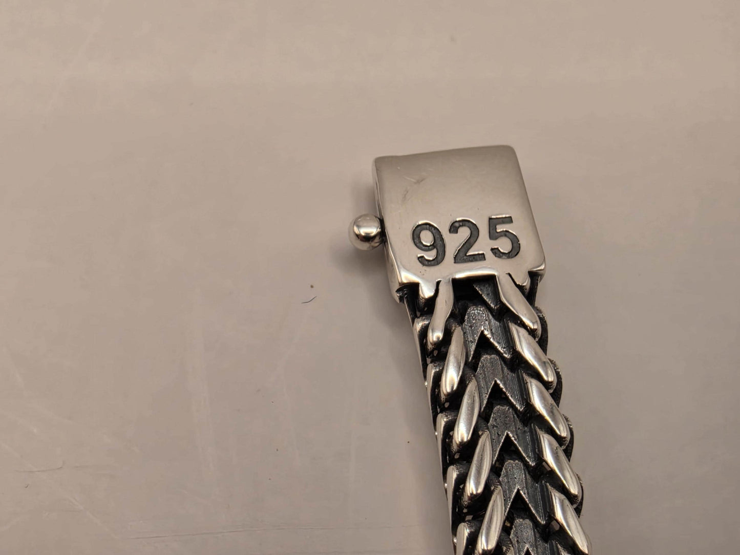 Solid 925 Sterling Silver Woven Foxtail Bracelet 8.5mm Mens Extra Heavy Bali Weave 8 Inch 32.9 Grams Oxidized Clasp Statement Gift for Him