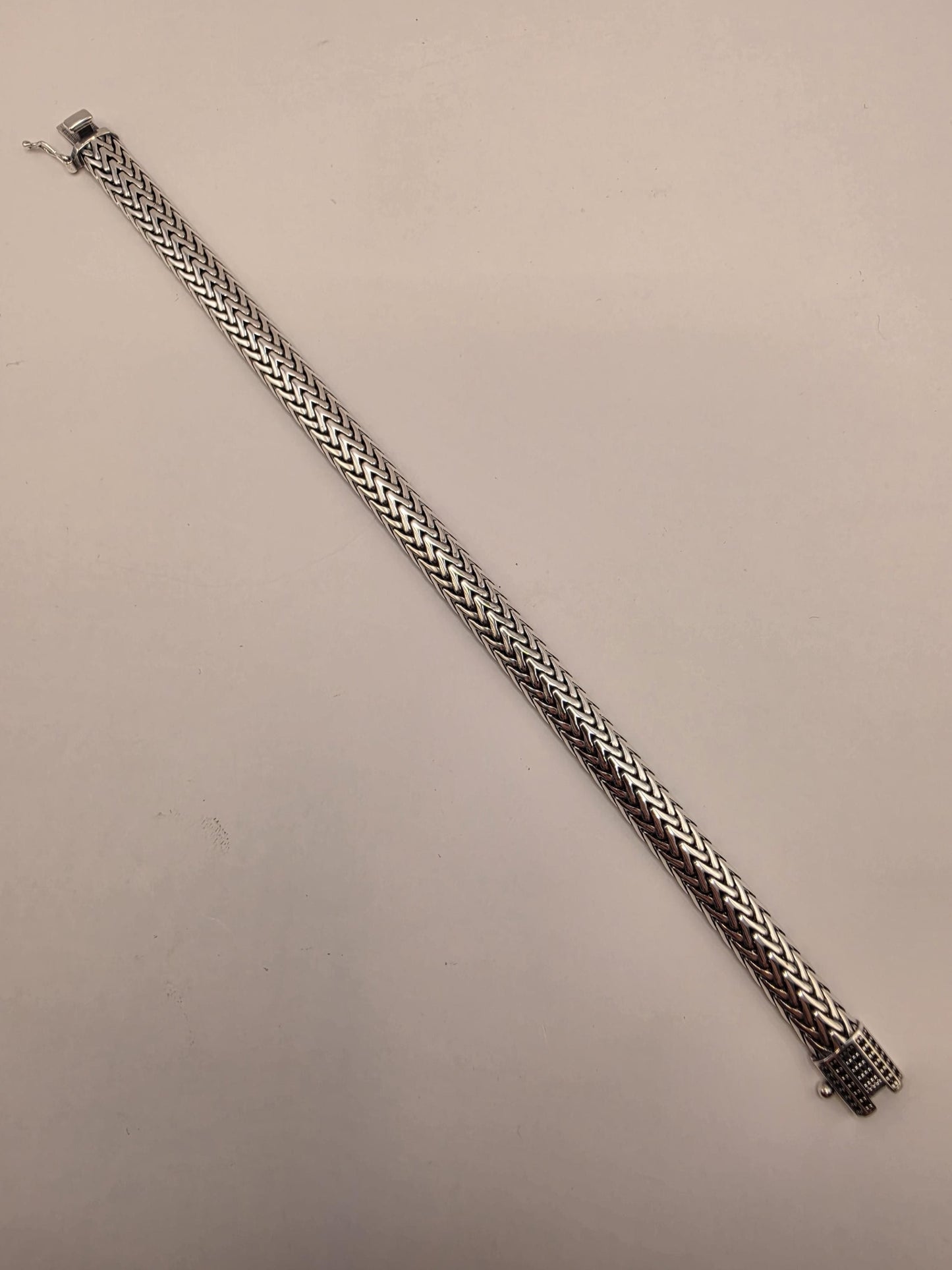 Solid 925 Sterling Silver Woven Foxtail Bracelet 8.5mm Mens Extra Heavy Bali Weave 8 Inch 32.9 Grams Oxidized Clasp Statement Gift for Him