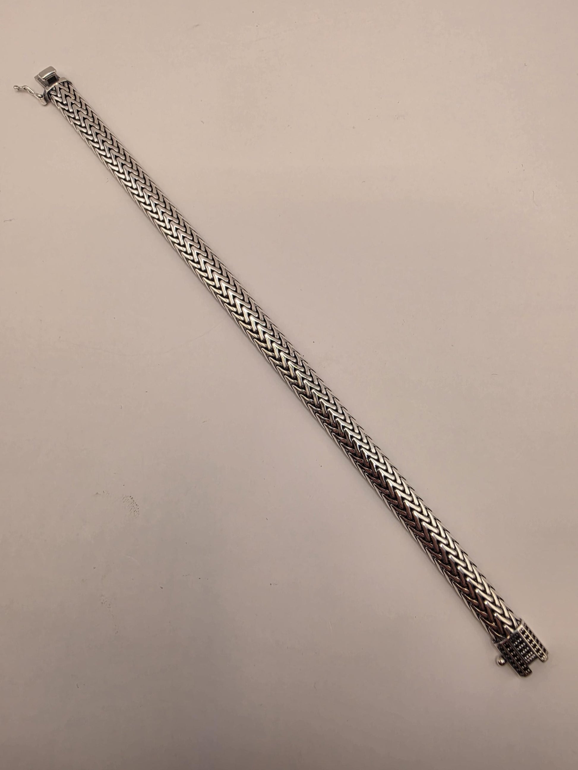 Solid 925 Sterling Silver Woven Foxtail Bracelet 8.5mm Mens Extra Heavy Bali Weave 8 Inch 32.9 Grams Oxidized Clasp Statement Gift for Him