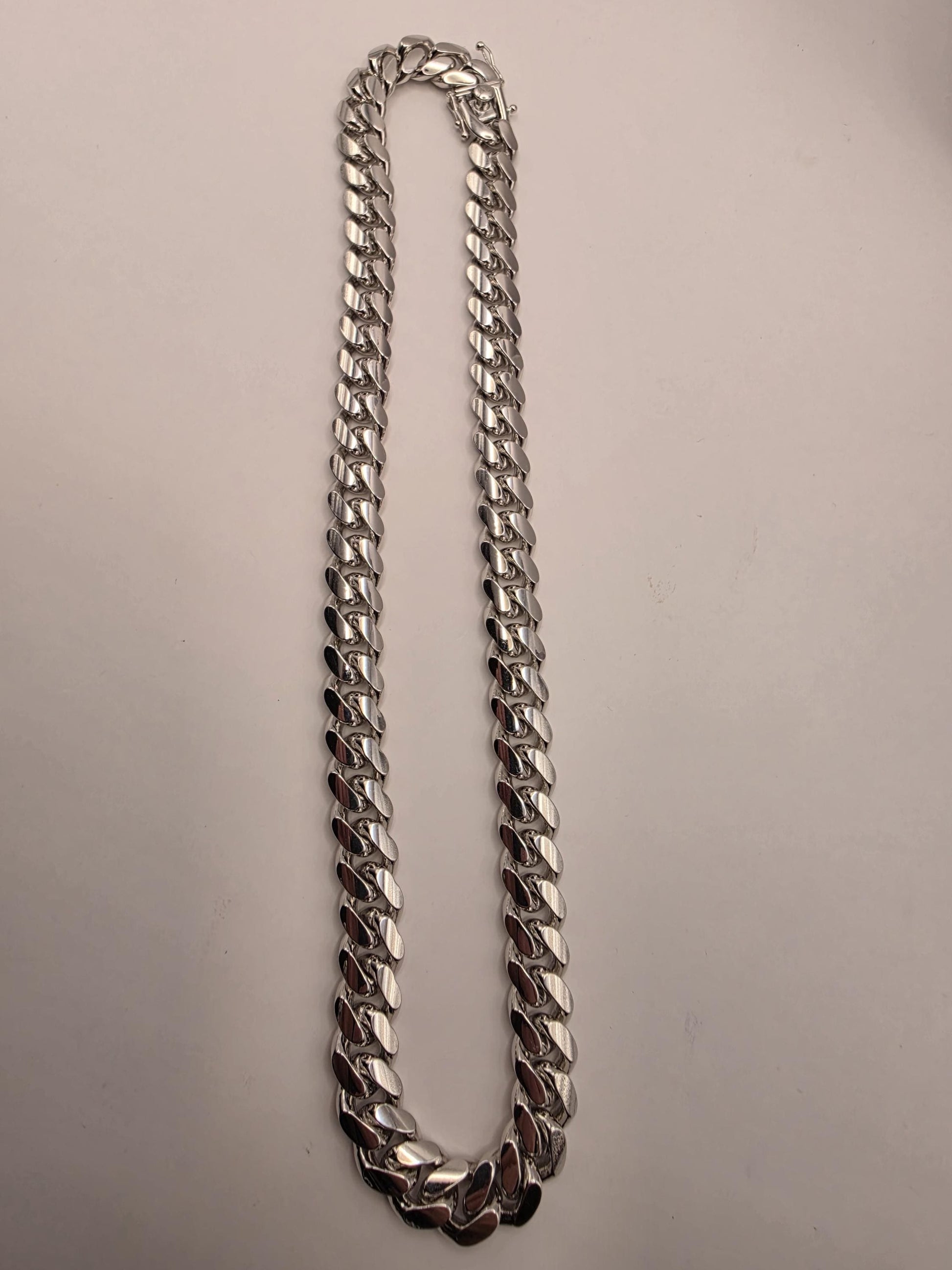 Massive Solid Sterling Silver Miami Cuban Link Chain 20 Inch 12mm 166.7 Grams Heavy Mens Statement Necklace