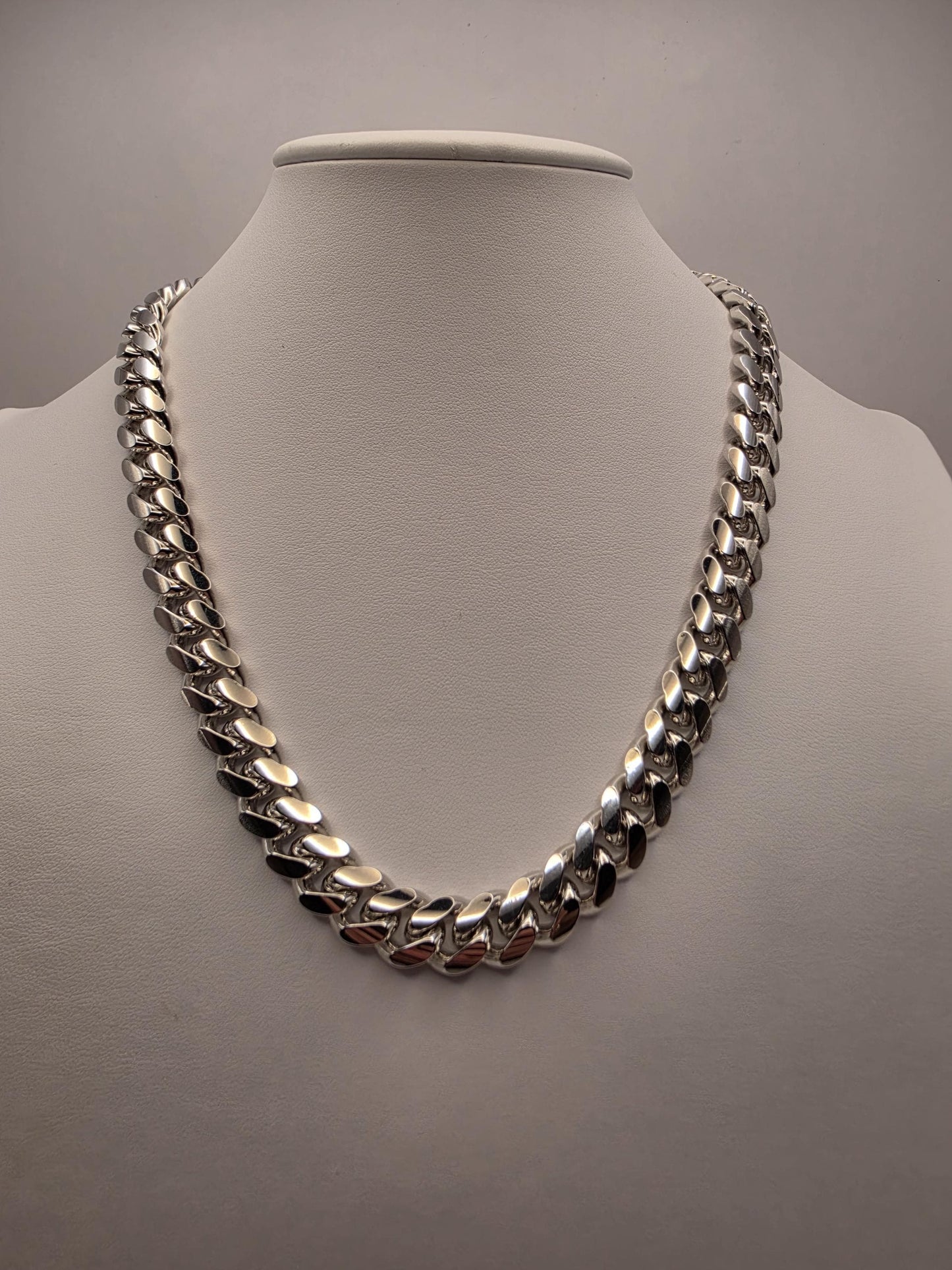 Massive Solid Sterling Silver Miami Cuban Link Chain 20 Inch 12mm 166.7 Grams Heavy Mens Statement Necklace