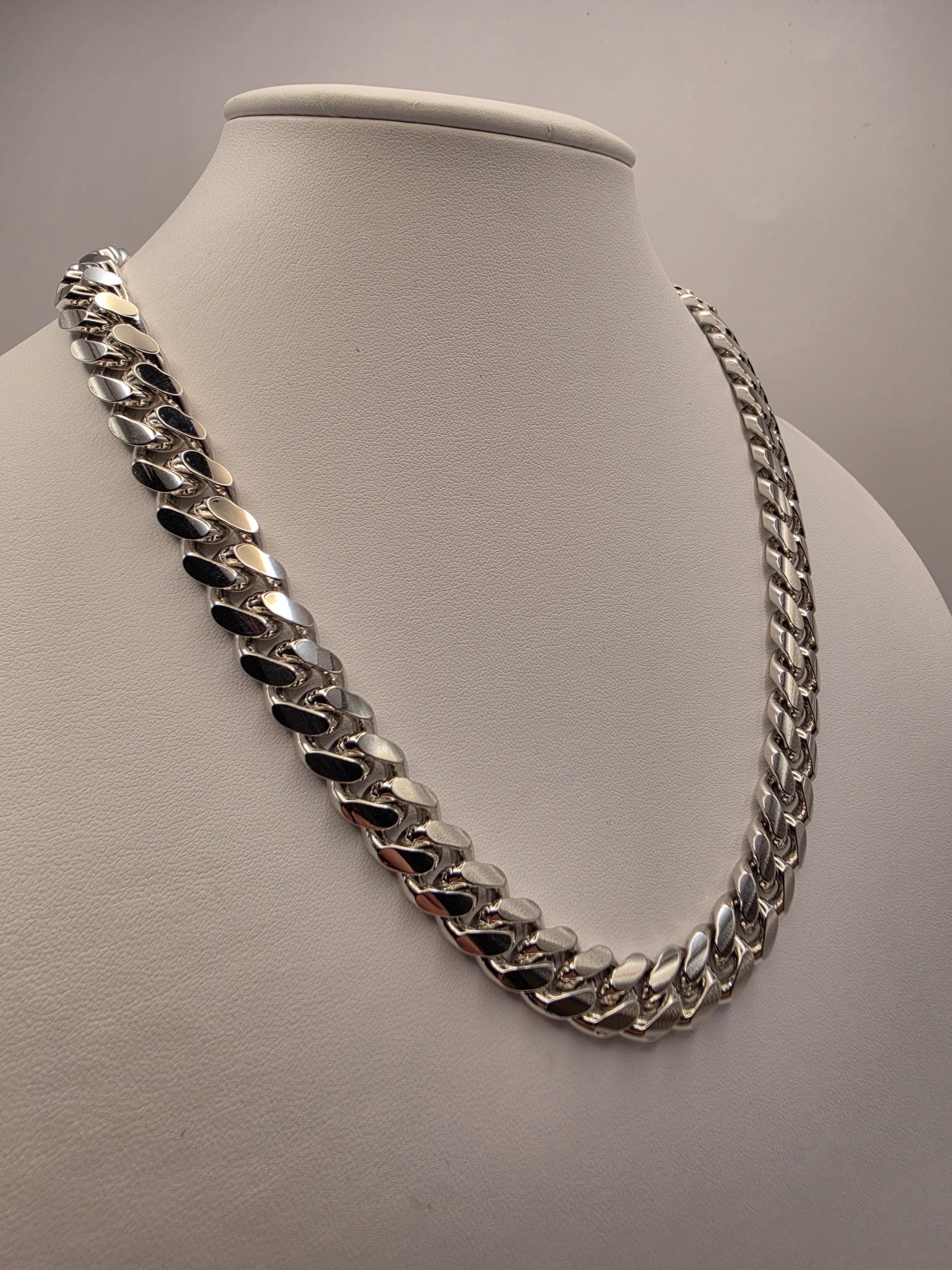Massive Solid Sterling Silver Miami Cuban Link Chain 20 Inch 12mm 166.7 Grams Heavy Mens Statement Necklace