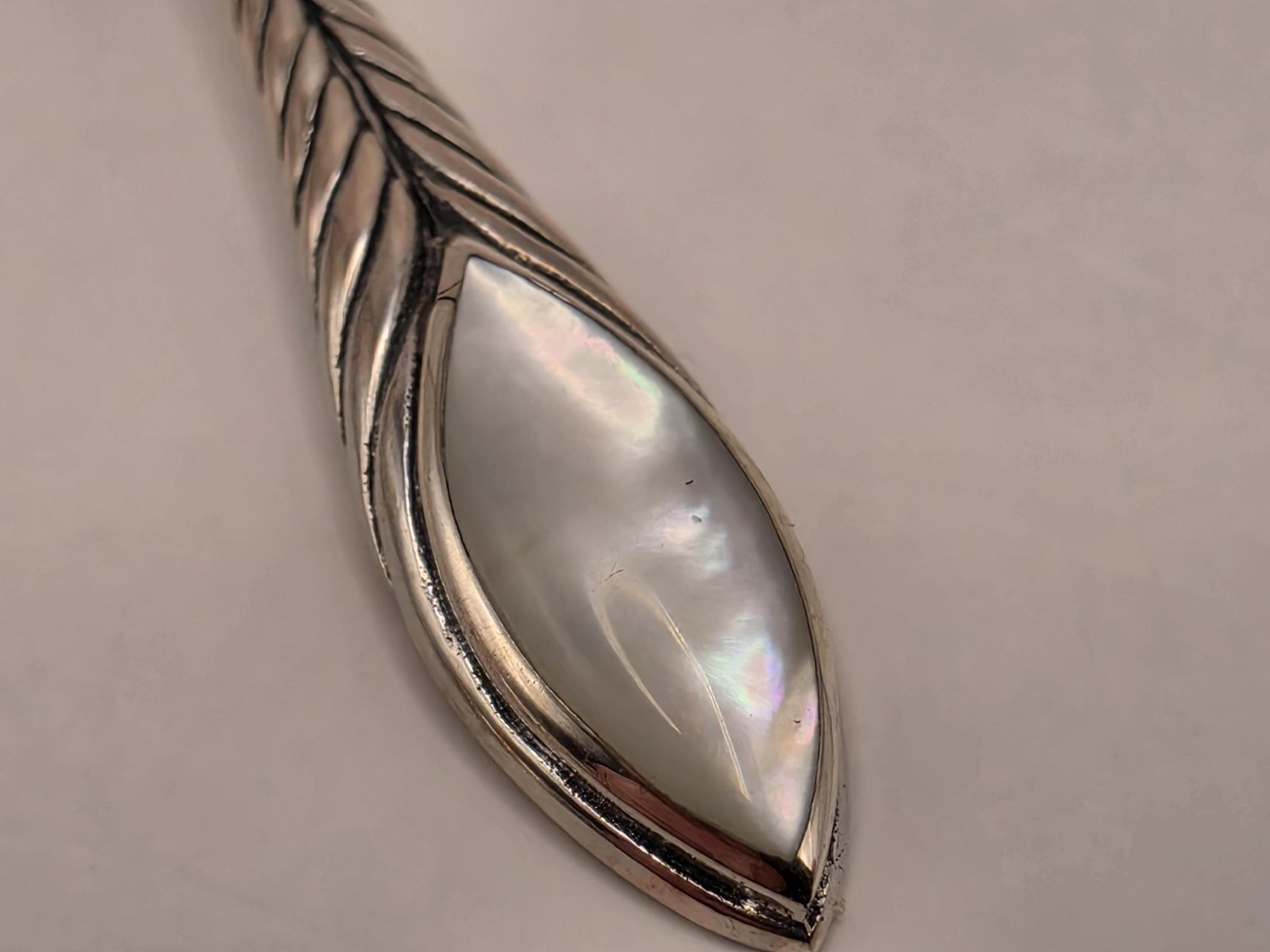 Mother of Pearl Earrings Sterling Silver Long Teardrop Twist Dangle 1.5 Inch Iridescent Shell Lightweight Gift for Her