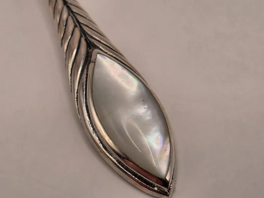 Mother of Pearl Earrings Sterling Silver Long Teardrop Twist Dangle 1.5 Inch Iridescent Shell Lightweight Gift for Her