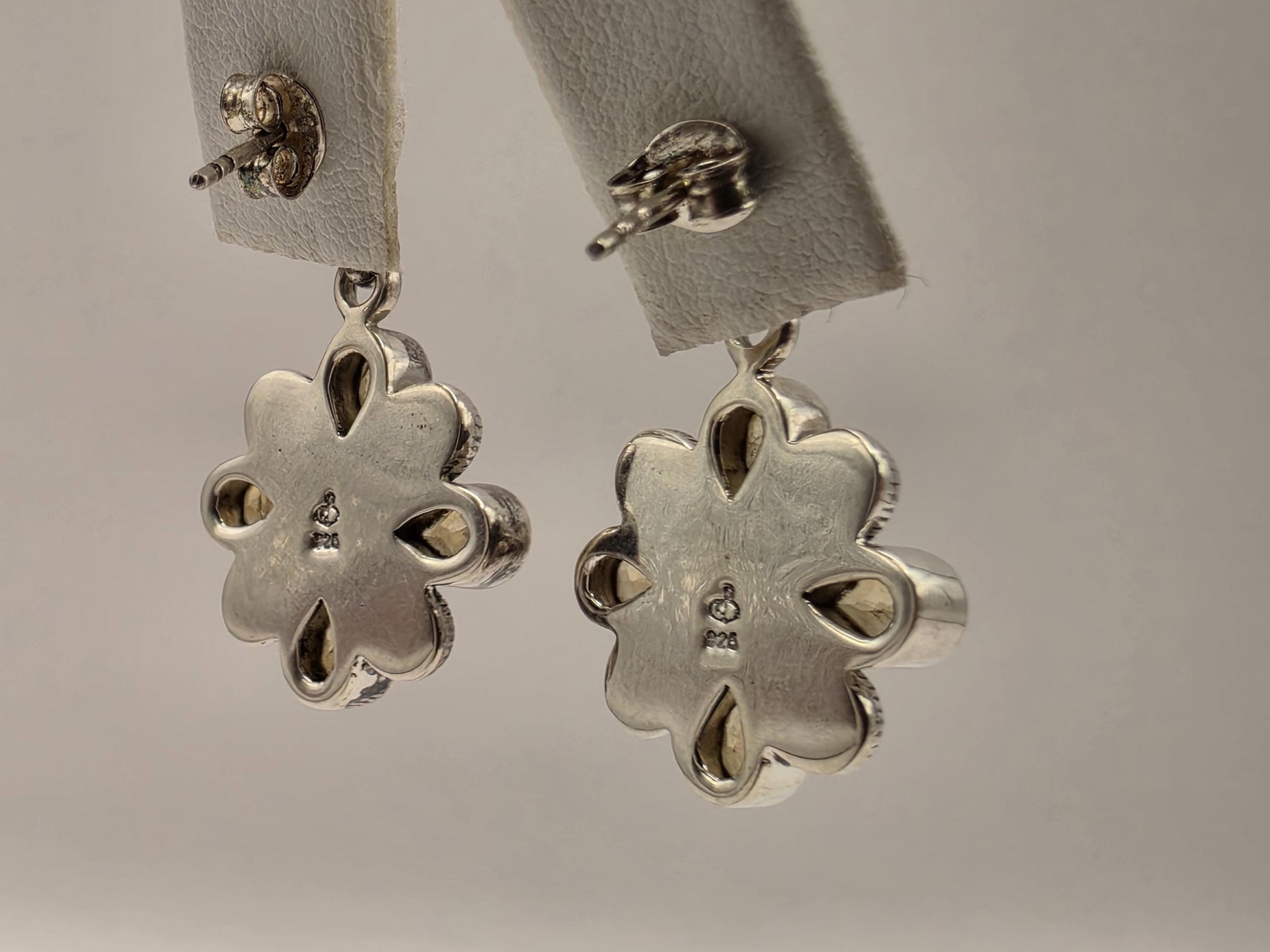 Citrine Garnet Flower Earrings Sterling Silver Floral Drop 1 Inch Yellow Red Gemstone November January Birthstone Gift