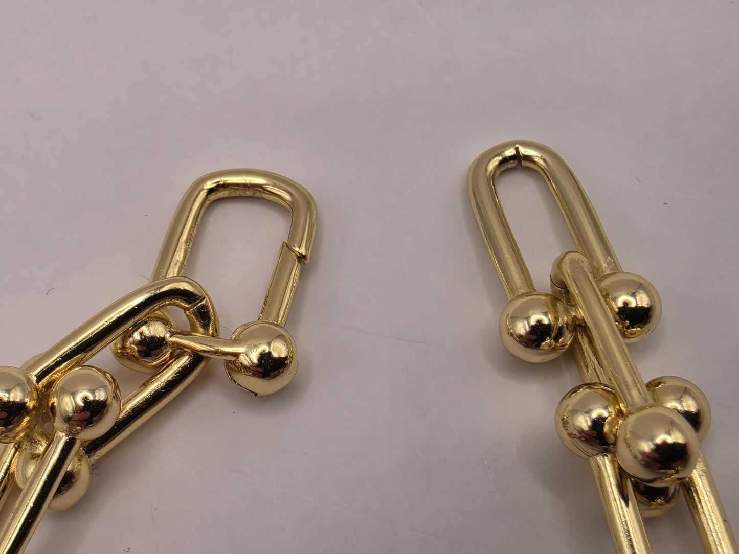 Gold Plated Silver Ball Link Necklace Paperclip Chain 18 Inch 61 Grams Chunky Unisex Hardware Carabiner Statement Jewelry
