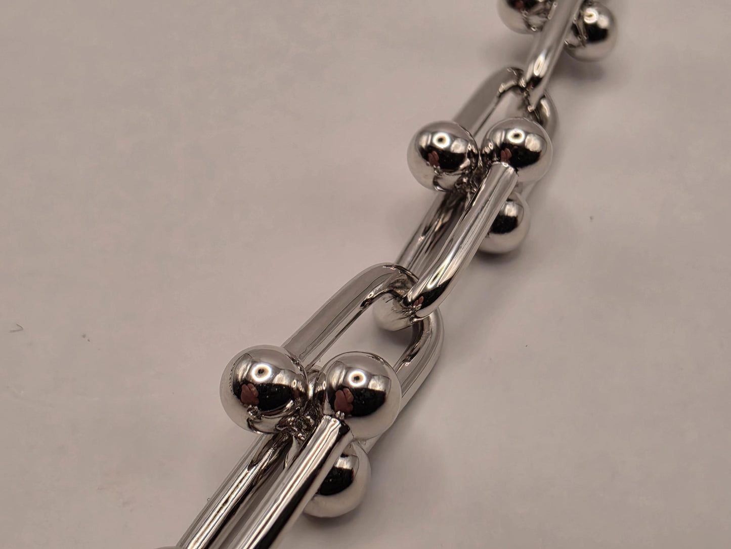 Solid 925 Sterling Silver Ball Link Necklace 9.5mm 20 Inch 74.3 Grams Carabiner Clasp Extra Heavy Unisex Statement Chain