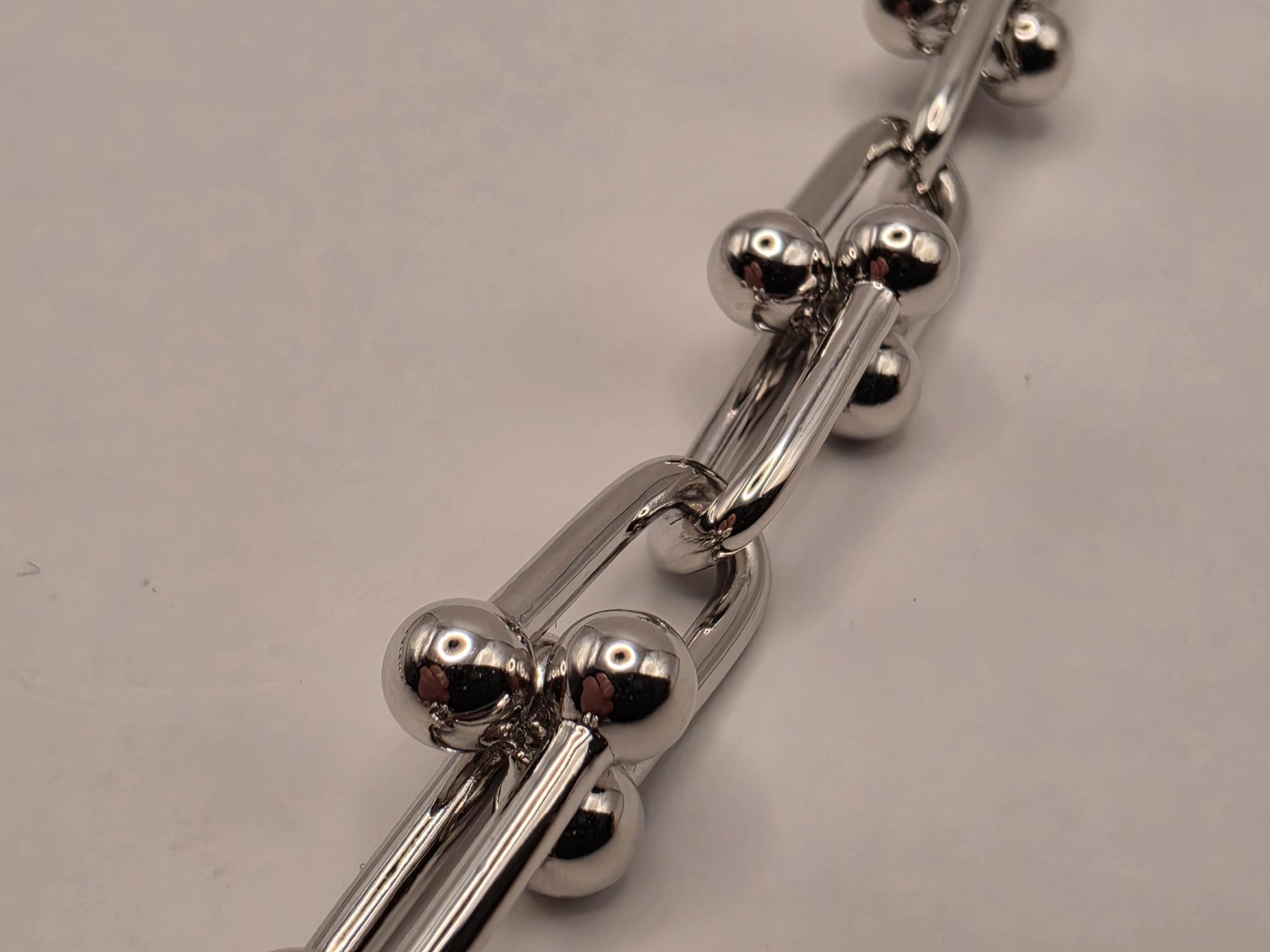 Solid 925 Sterling Silver Ball Link Necklace 9.5mm 20 Inch 74.3 Grams Carabiner Clasp Extra Heavy Unisex Statement Chain