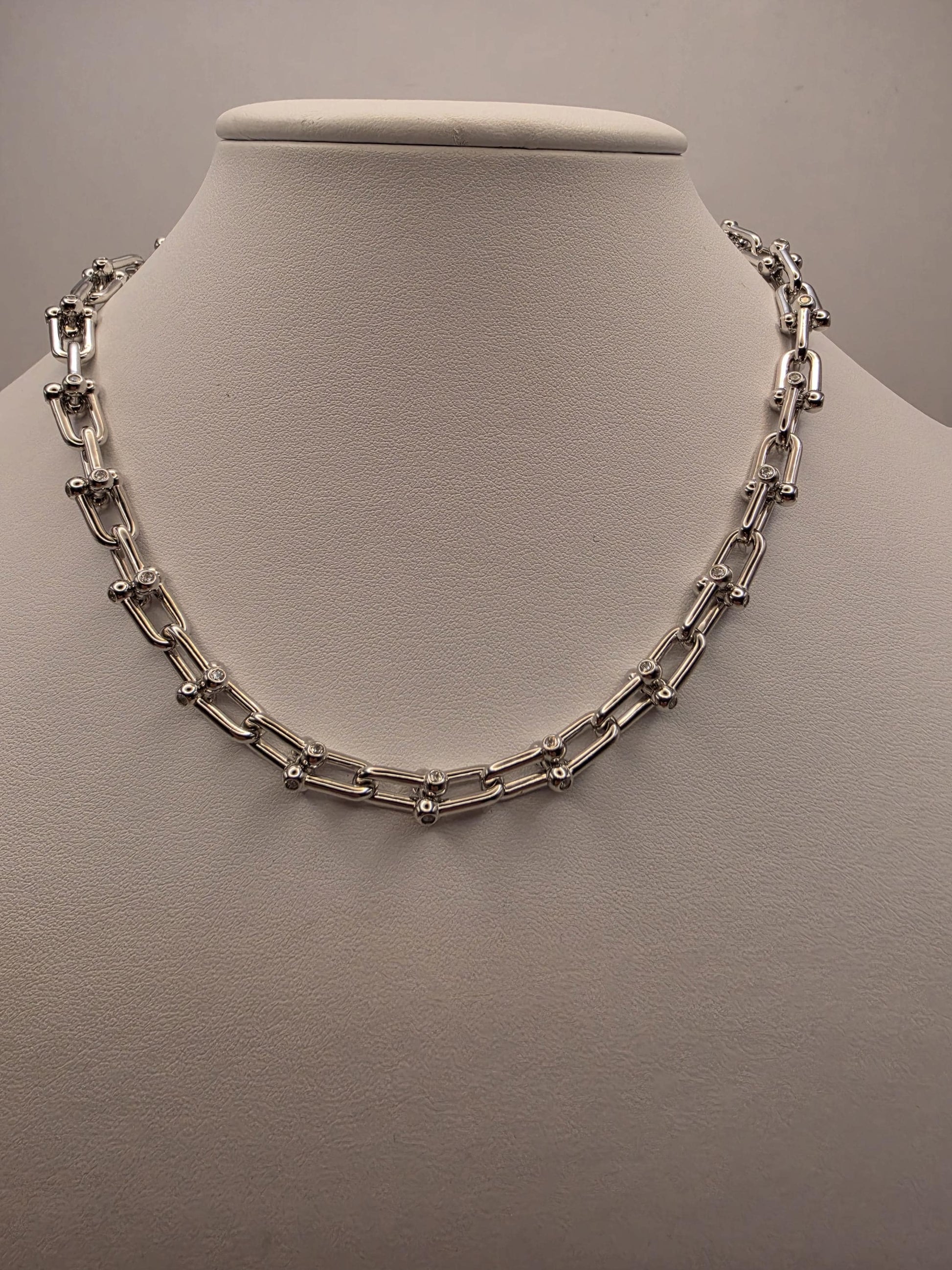 Sterling Silver Ball Link Necklace 8mm 16 Inch 47.9 Grams Chunky Paperclip Hardware Collar Statement Chain