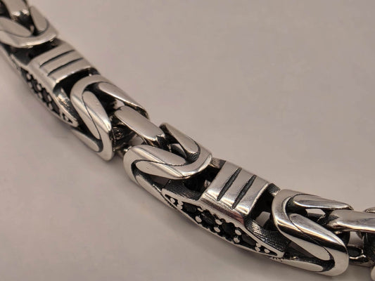 Sterling Silver Black Accent Geometric Bracelet 9" 4mm - view 2