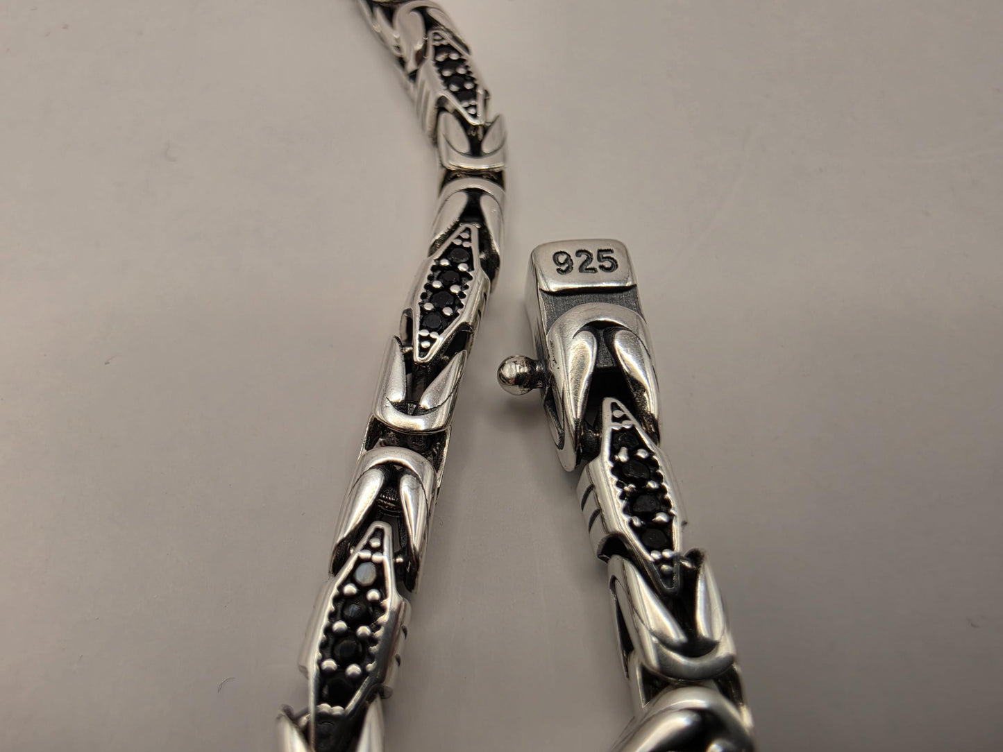 Sterling Silver Black Accent Geometric Bracelet 9" 4mm - view 7